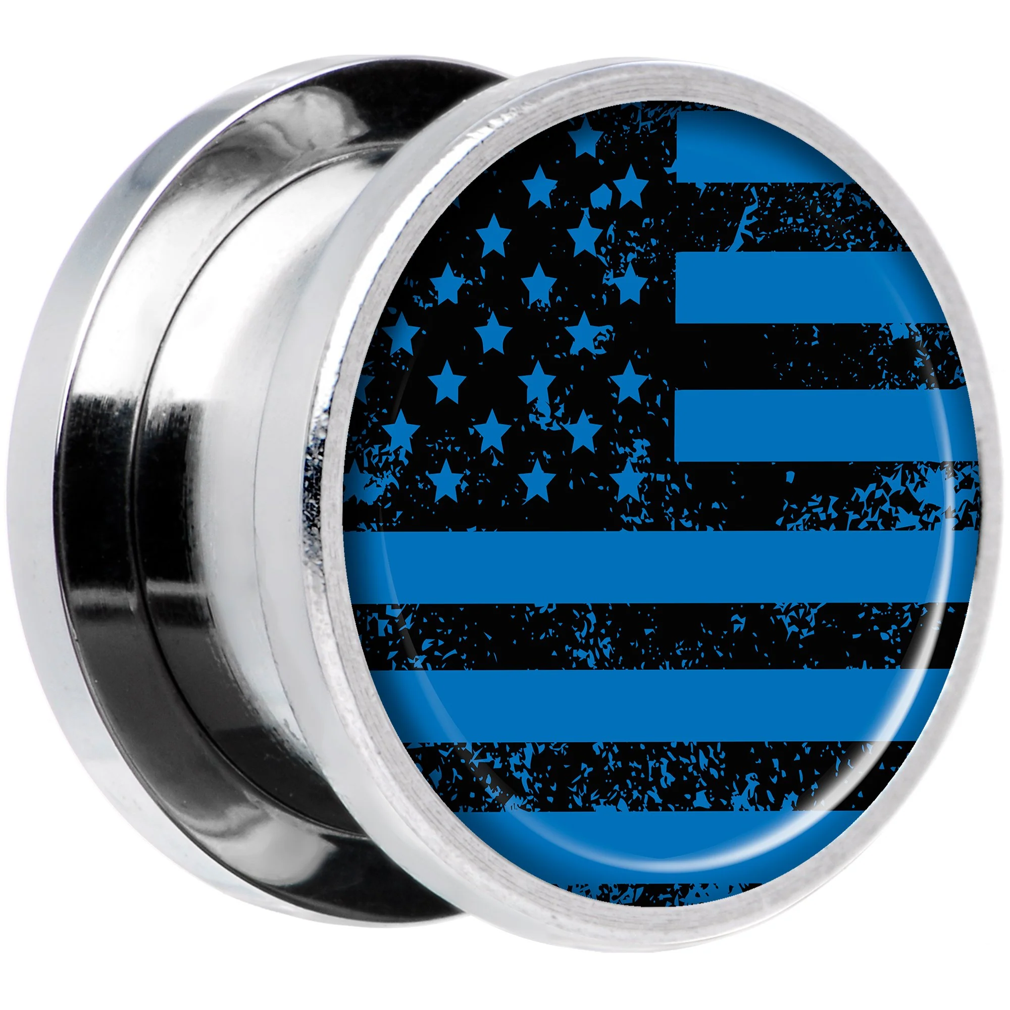 Blue American Flag Steel Screw Fit Plug Set 9/16 - Image 2