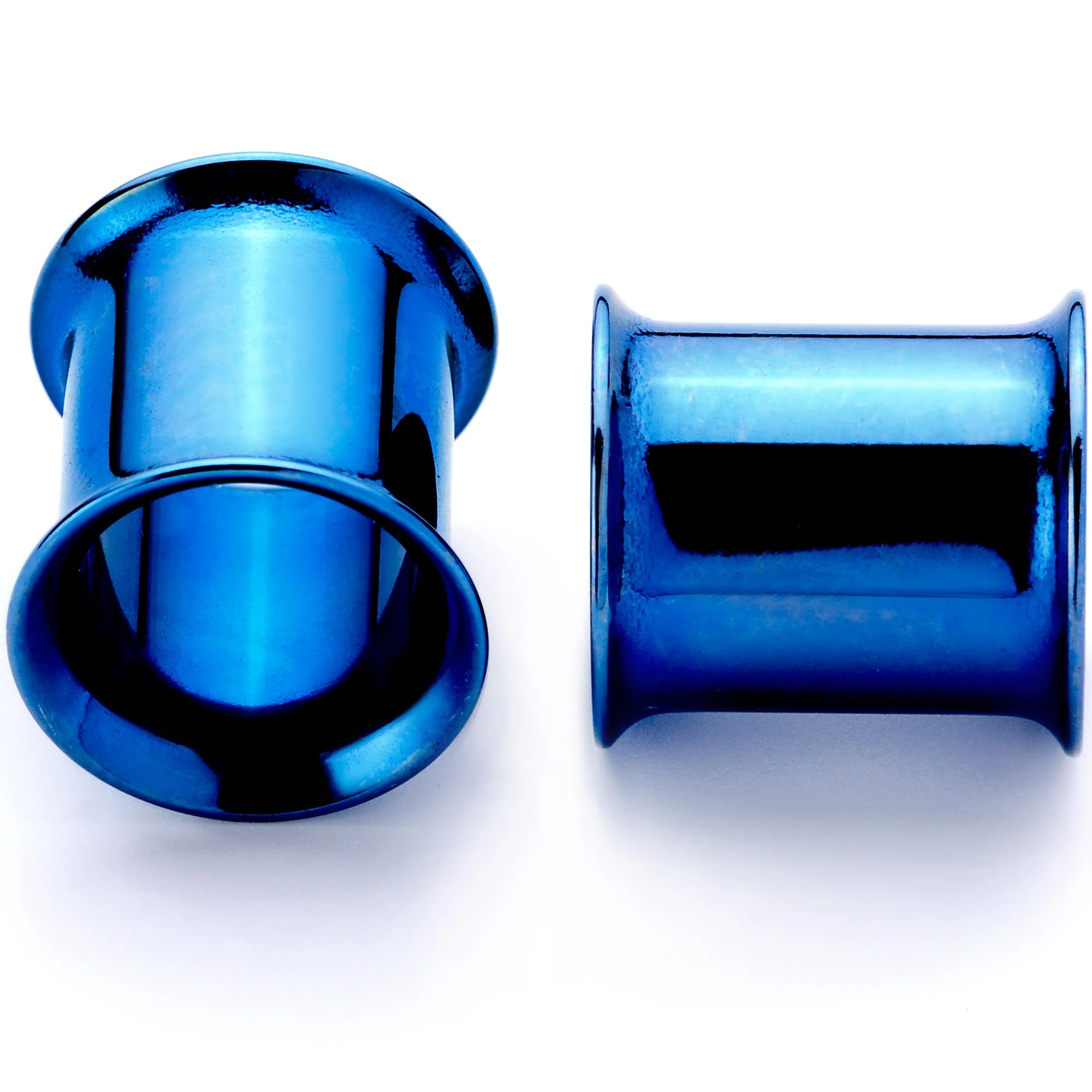 Blue Anodized Steel Double Flare Tunnel Plug Set 4mm to 16mm - Image 2