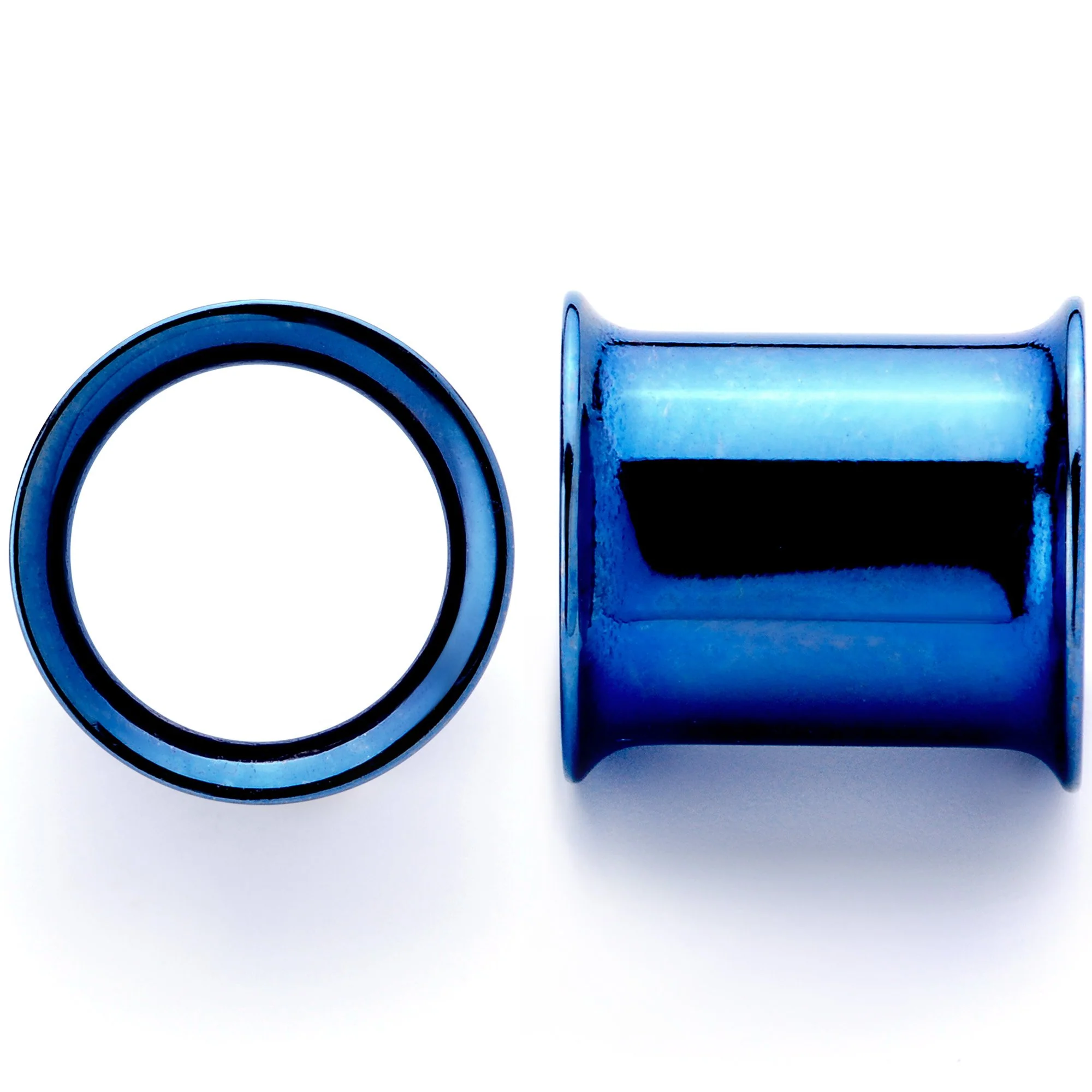 Blue Anodized Steel Double Flare Tunnel Plug Set 4mm to 16mm - Image 3