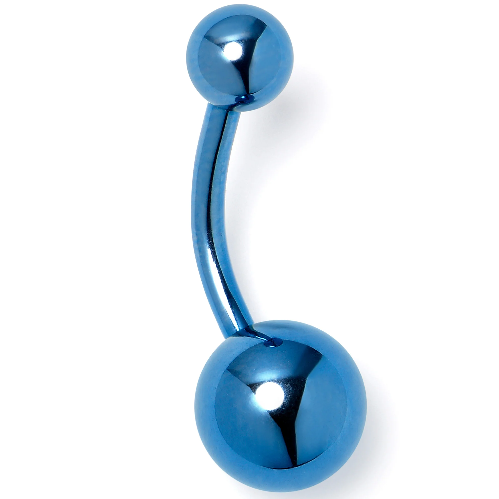 Blue ASTM F-136 Implant Grade Titanium Internally Threaded Belly Ring - Image 3