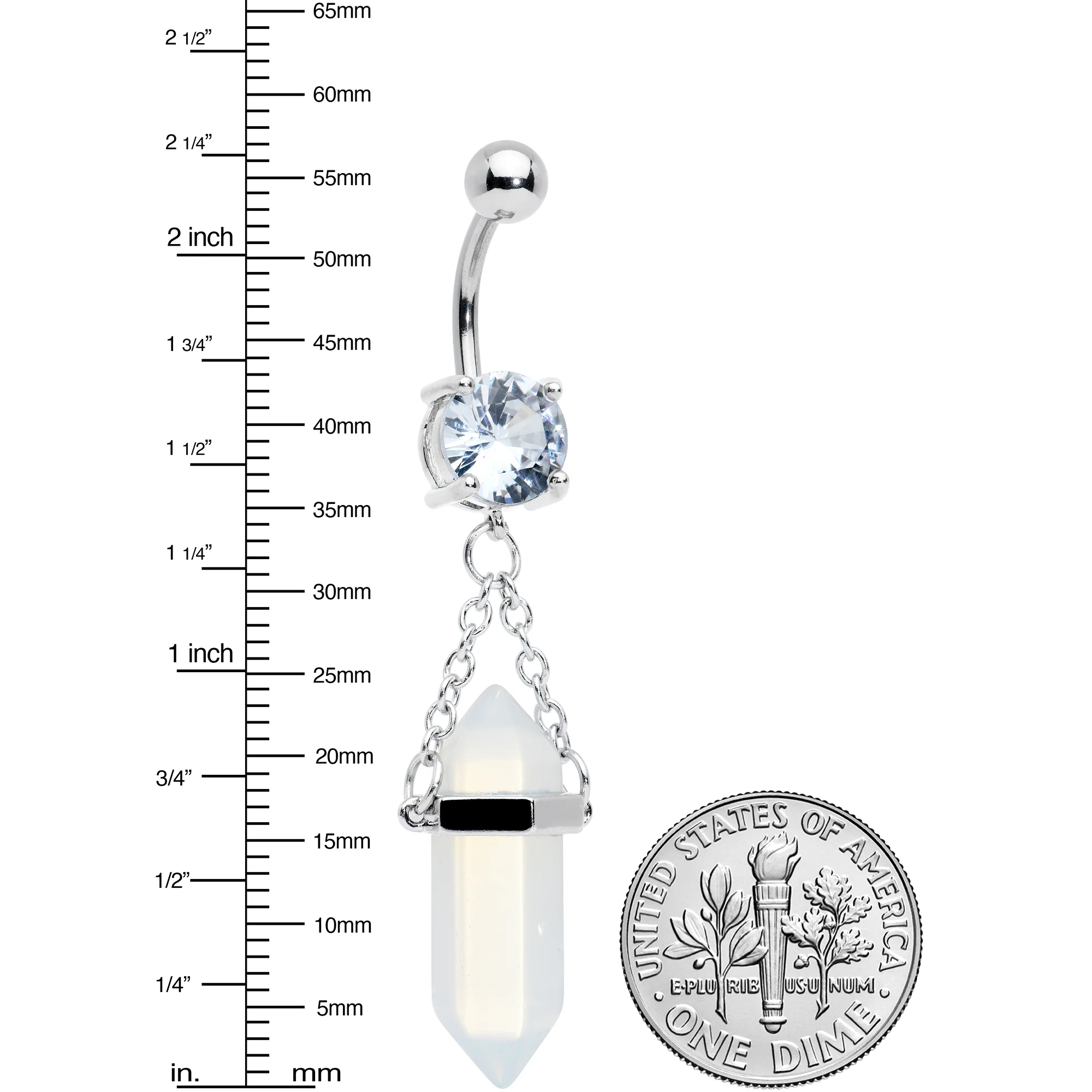 Blue Beryl Stone Stone Hippie Dangle Belly Ring - Image 2