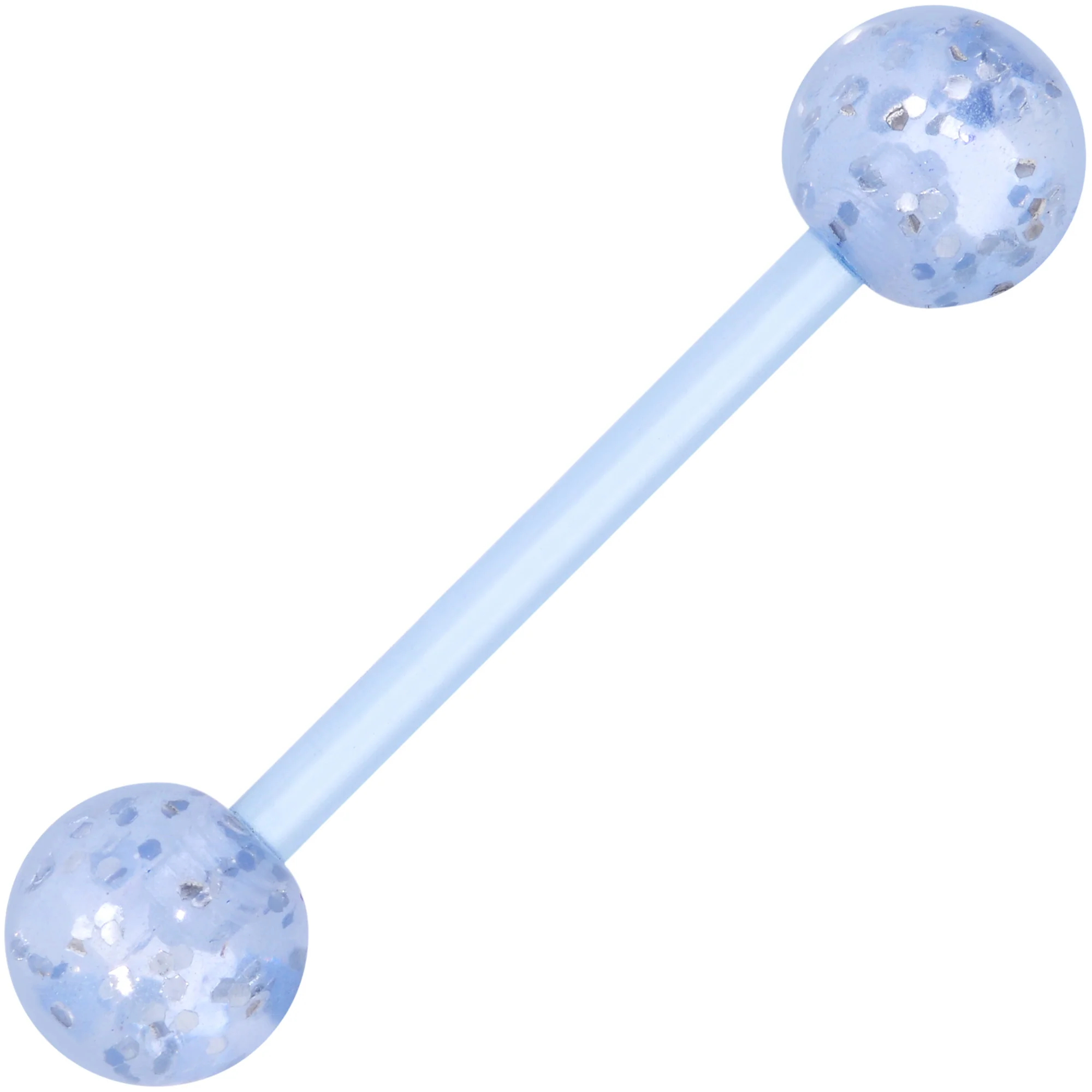 Blue Bioplast Glitter Half Ball Barbell Tongue Ring Set of 4 - Image 2