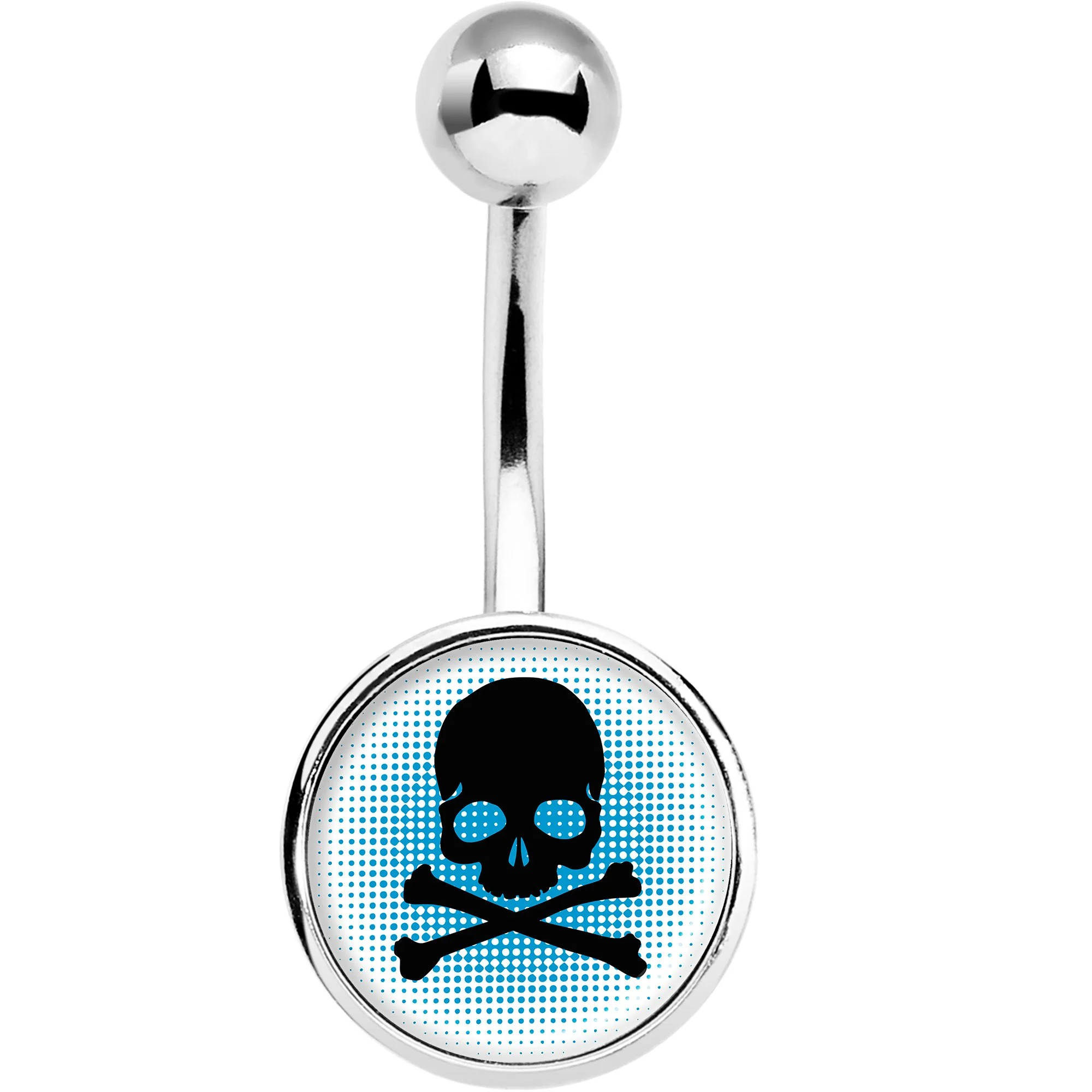 Blue Black Skull Belly Ring - Image 2