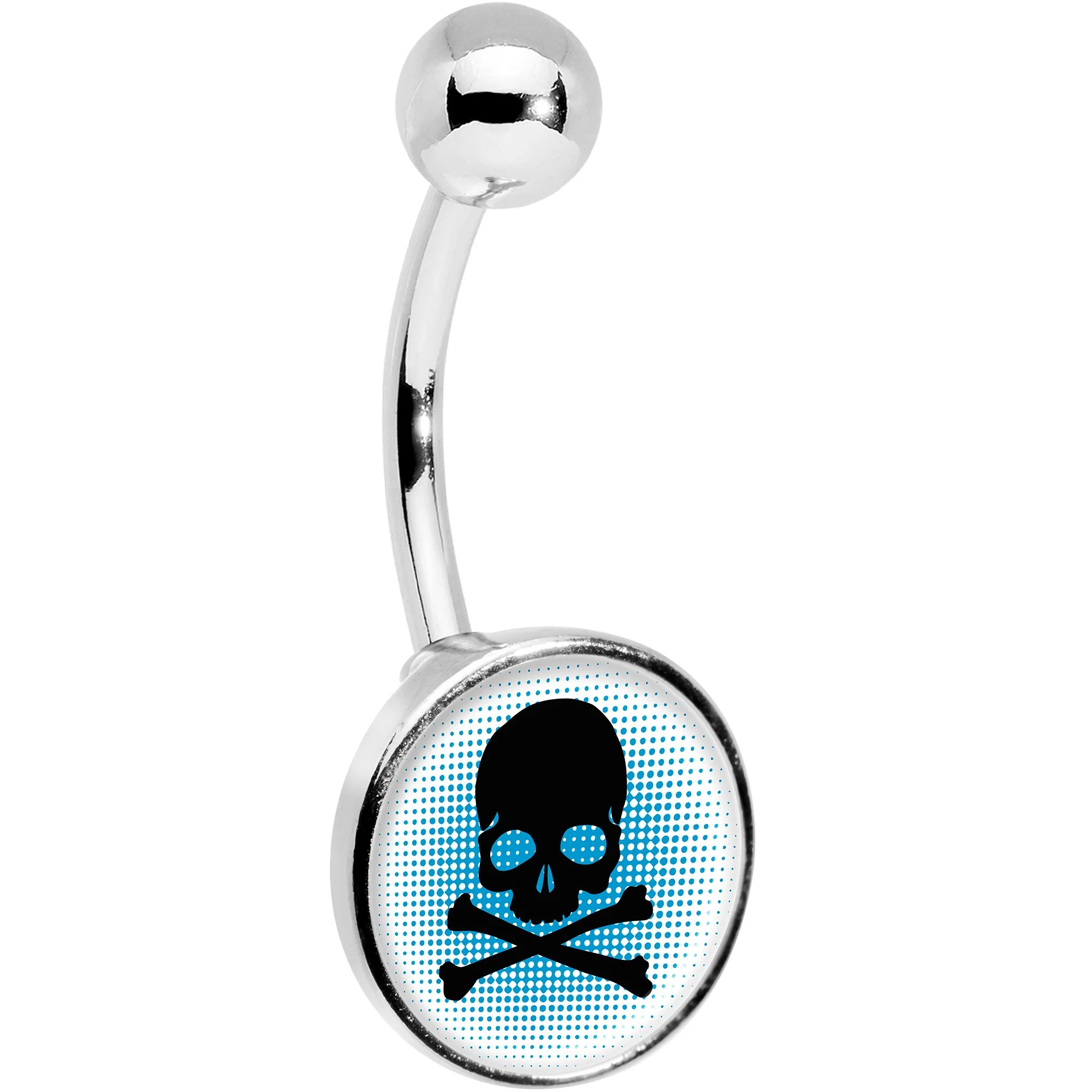 Blue Black Skull Belly Ring - Image 3
