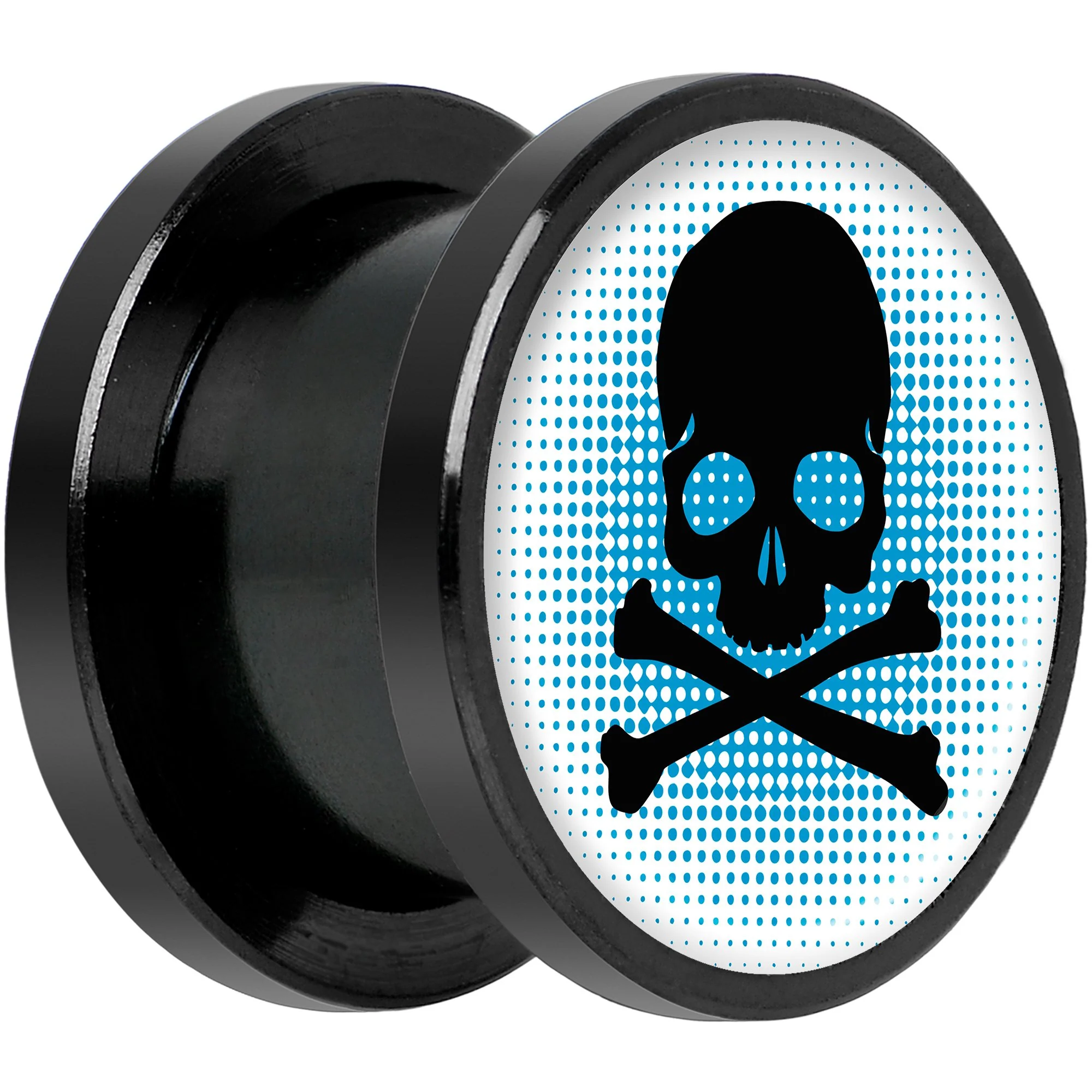 Blue Black Skull Black Anodized Screw Fit Plug Set 1/2 - Image 2