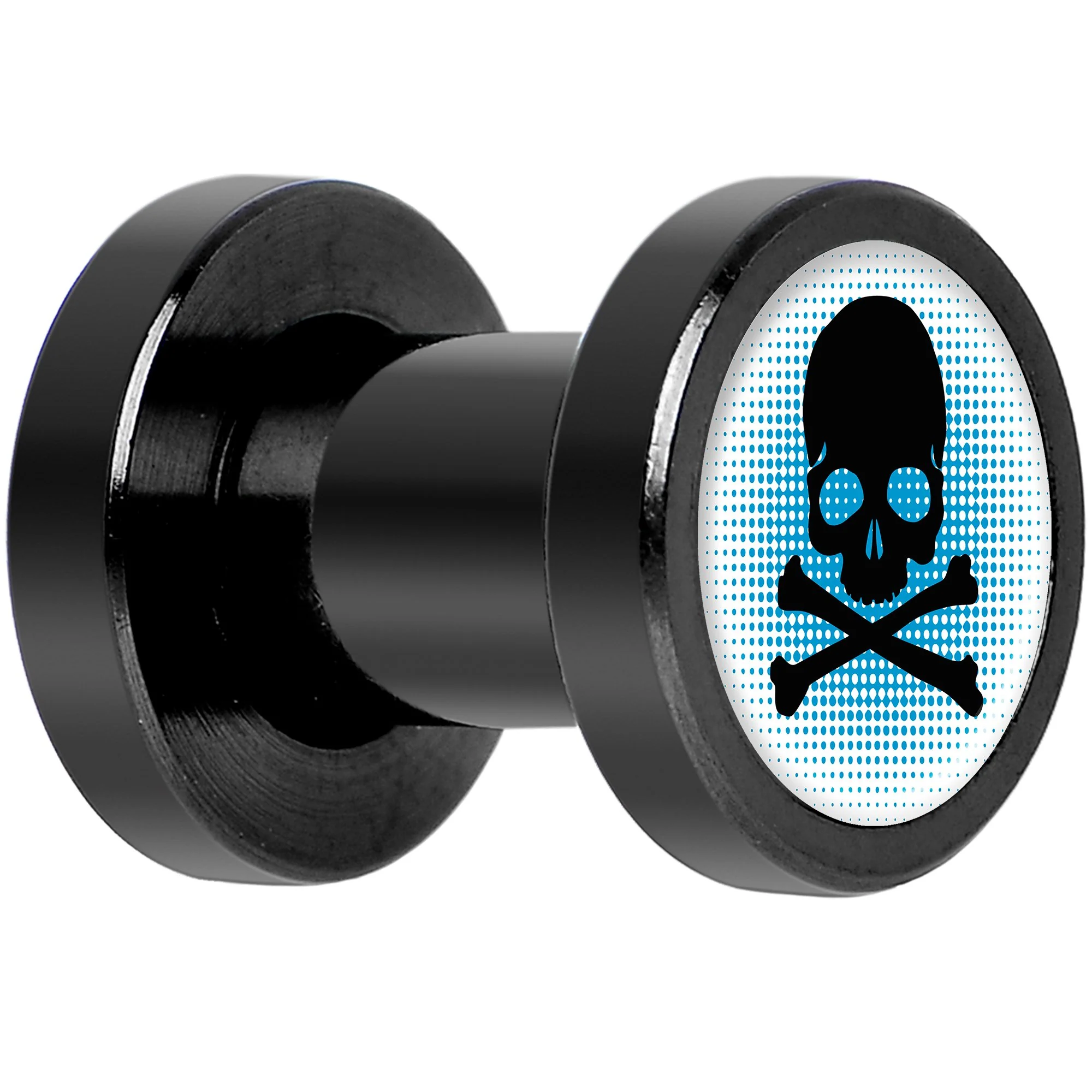 Blue Black Skull Black Anodized Screw Fit Plug Set 4G - Image 2