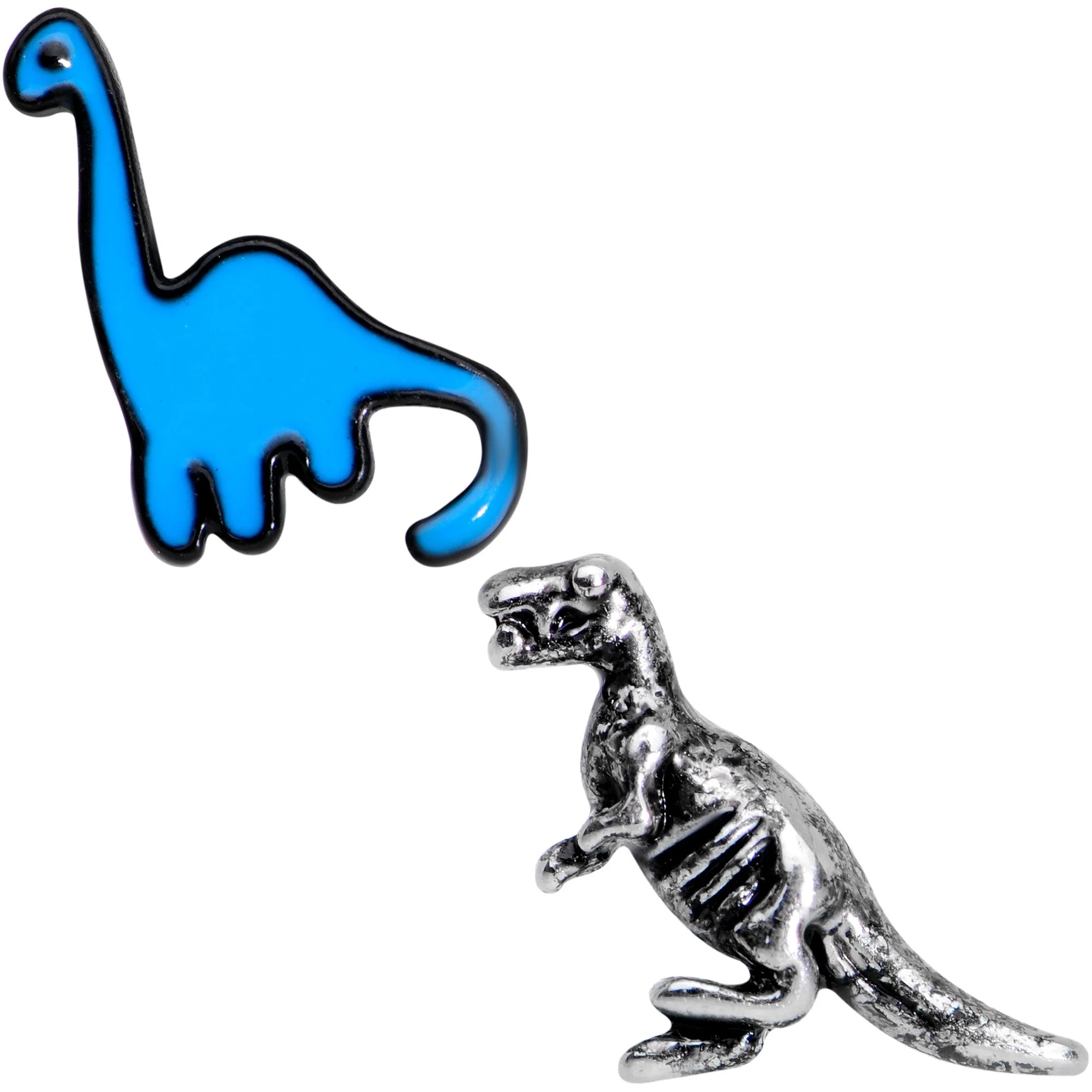 Blue Brontosaurus Raptor Dinosaur Cartilage Tragus Earring Set of 2 - Image 2