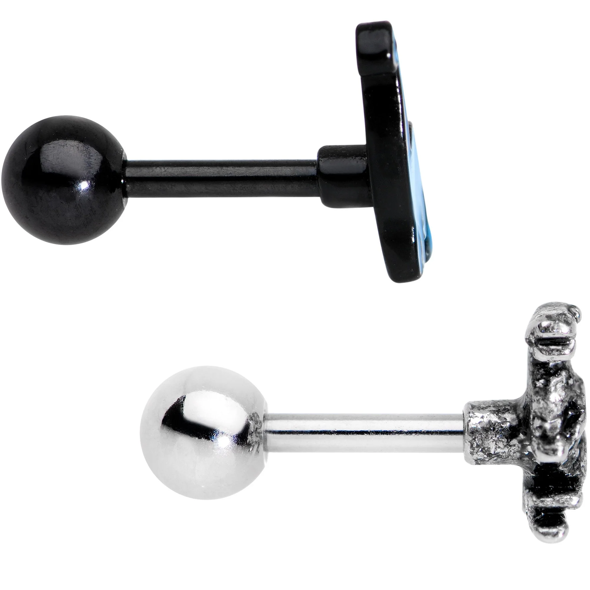 Blue Brontosaurus Raptor Dinosaur Cartilage Tragus Earring Set of 2 - Image 3