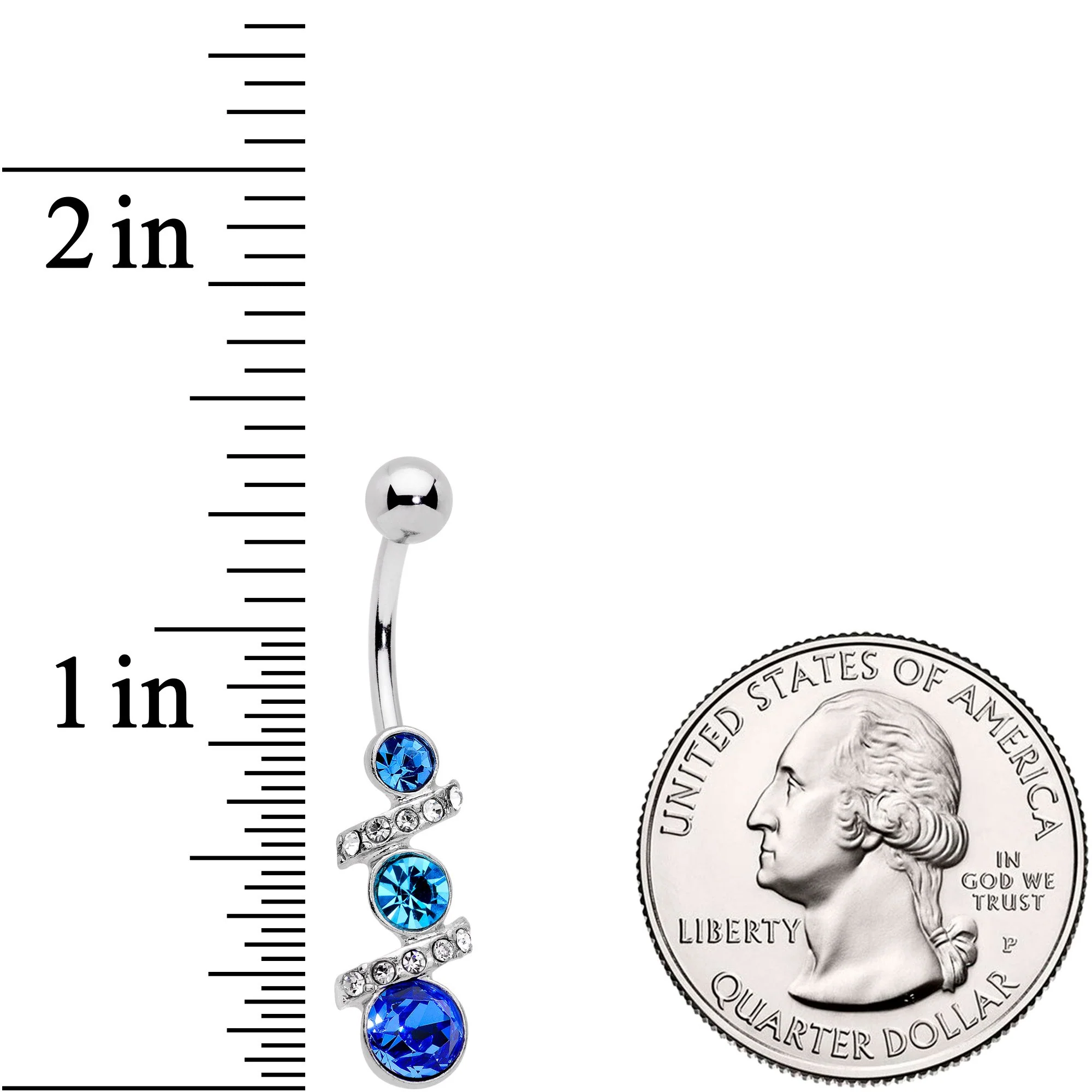 Blue Clear Gem Blues For You Trio Dangle Belly Ring - Image 2