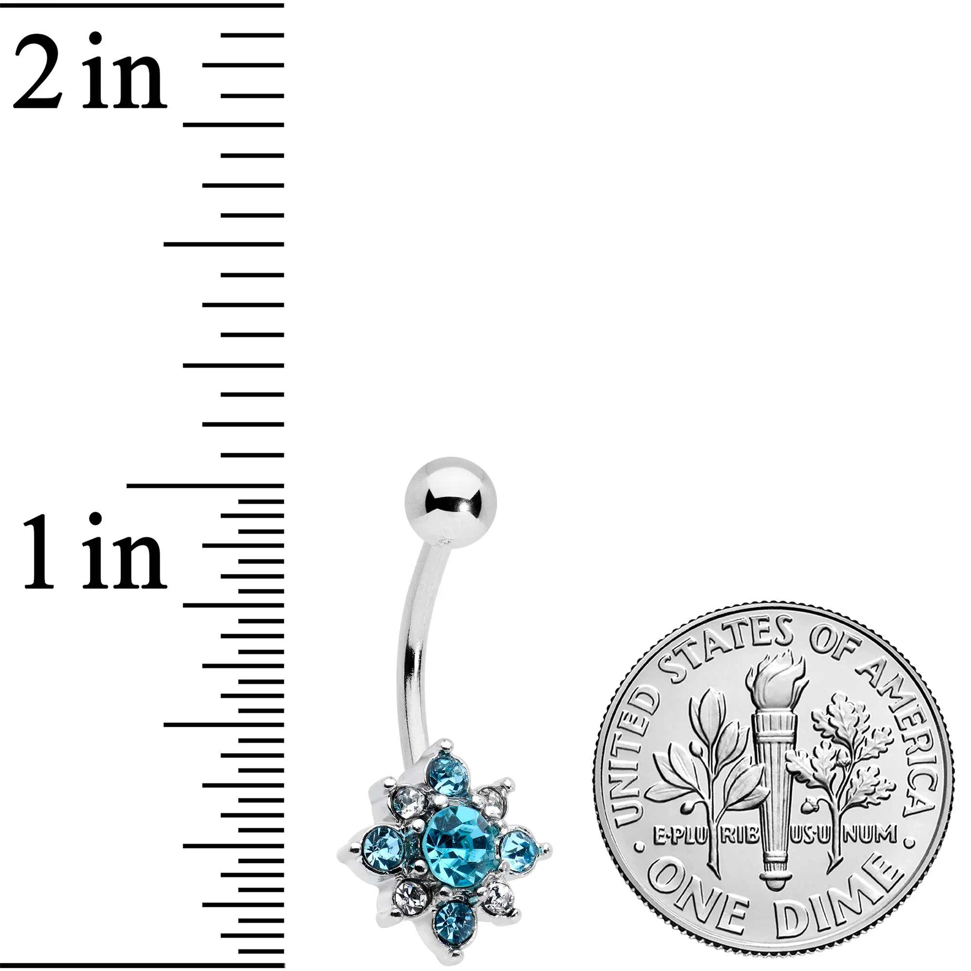 Blue Clear Gem Stylish Snowflake Holiday Belly Ring - Image 2