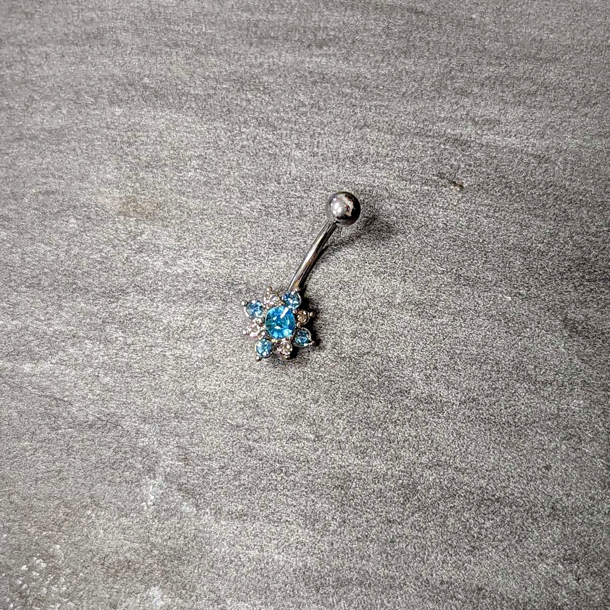Blue Clear Gem Stylish Snowflake Holiday Belly Ring - Image 5