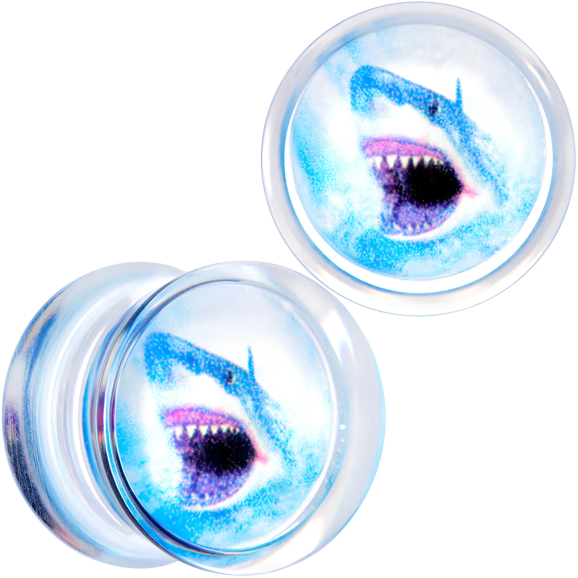 Blue Clear Red Acrylic Scary Shark Saddle Plug Set - Image 7