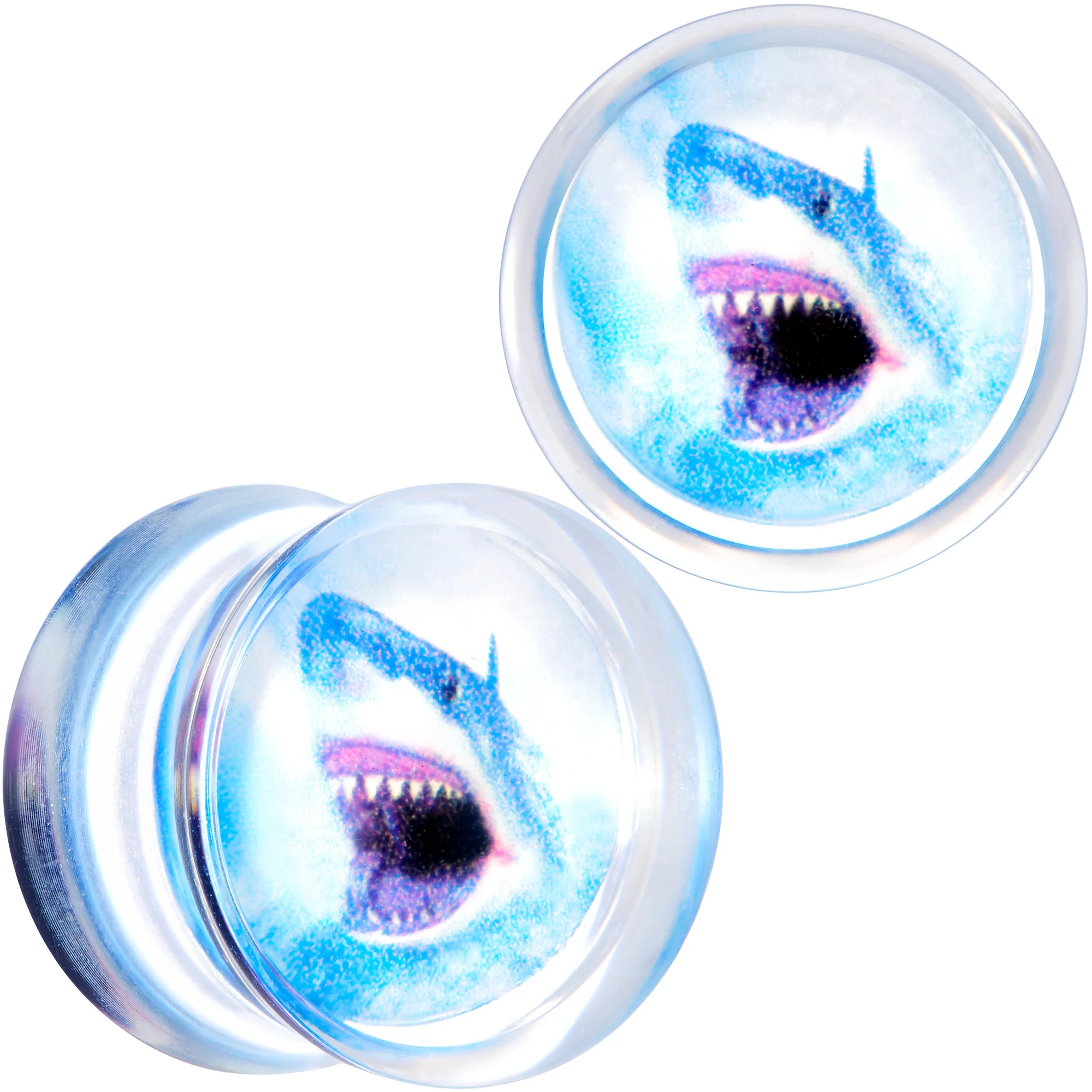Blue Clear Red Acrylic Scary Shark Saddle Plug Set - Image 8