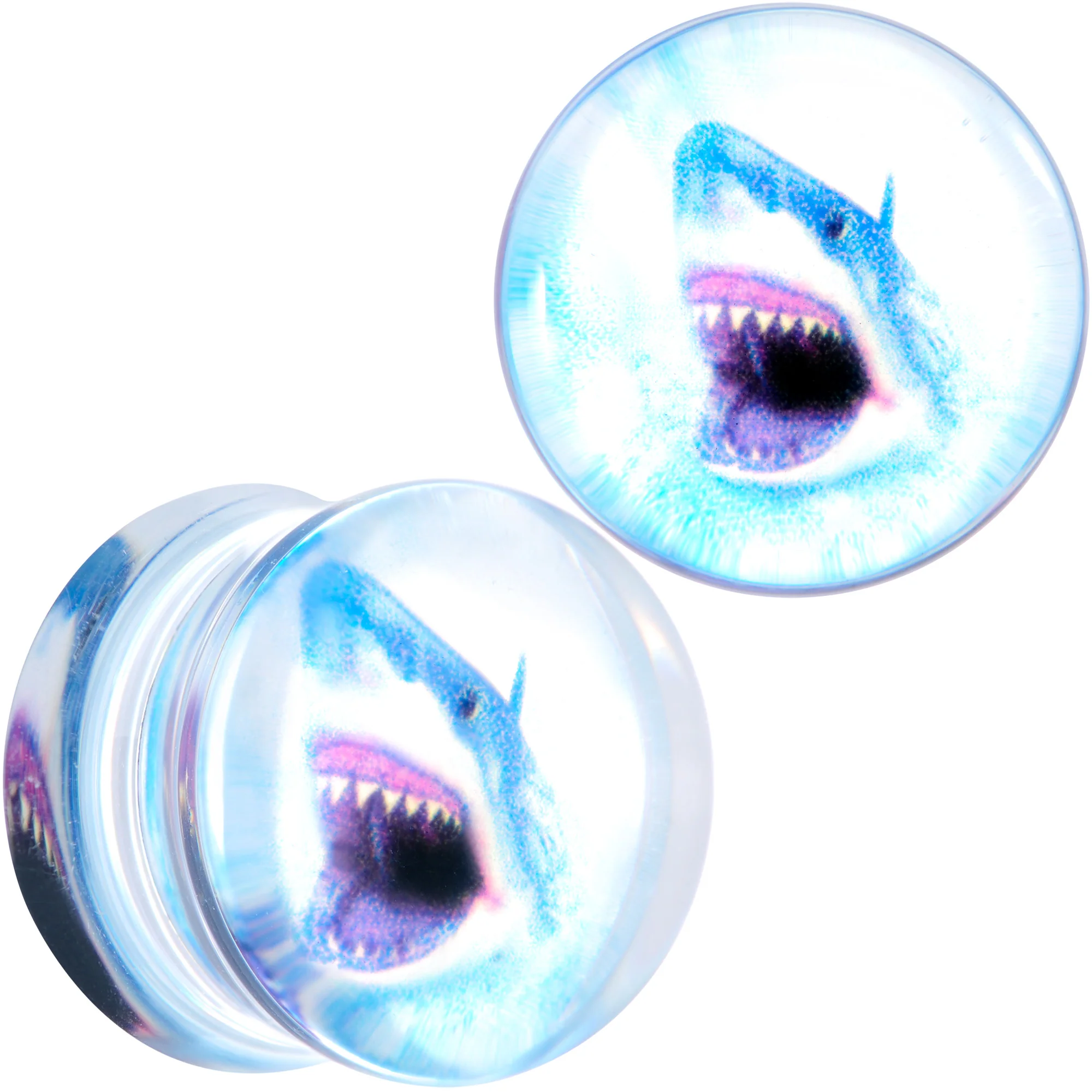 Blue Clear Red Acrylic Scary Shark Saddle Plug Set - Image 9
