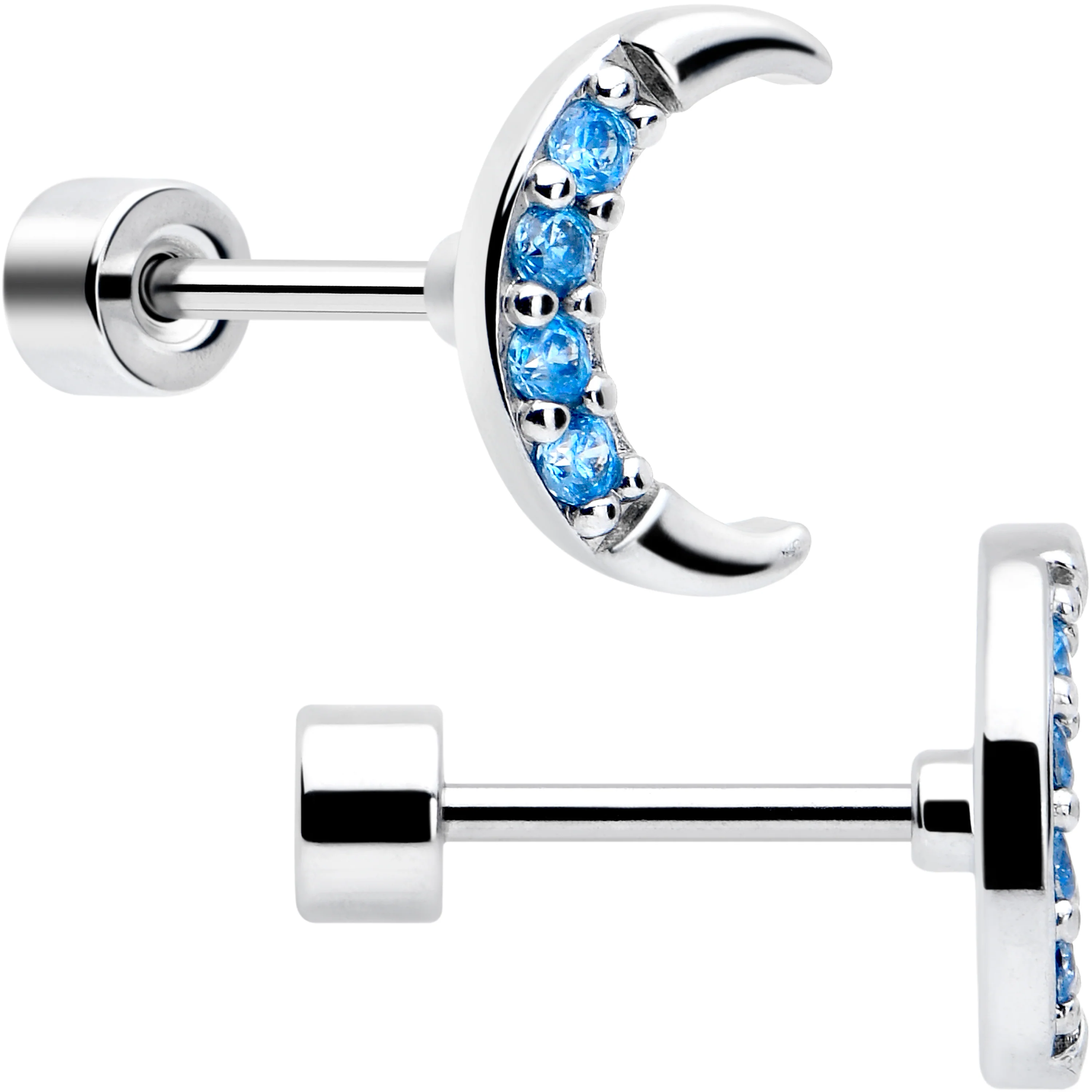 Blue CZ Celestial Butterfly Flat Back Stud Earrings - 3 Pairs - Image 4
