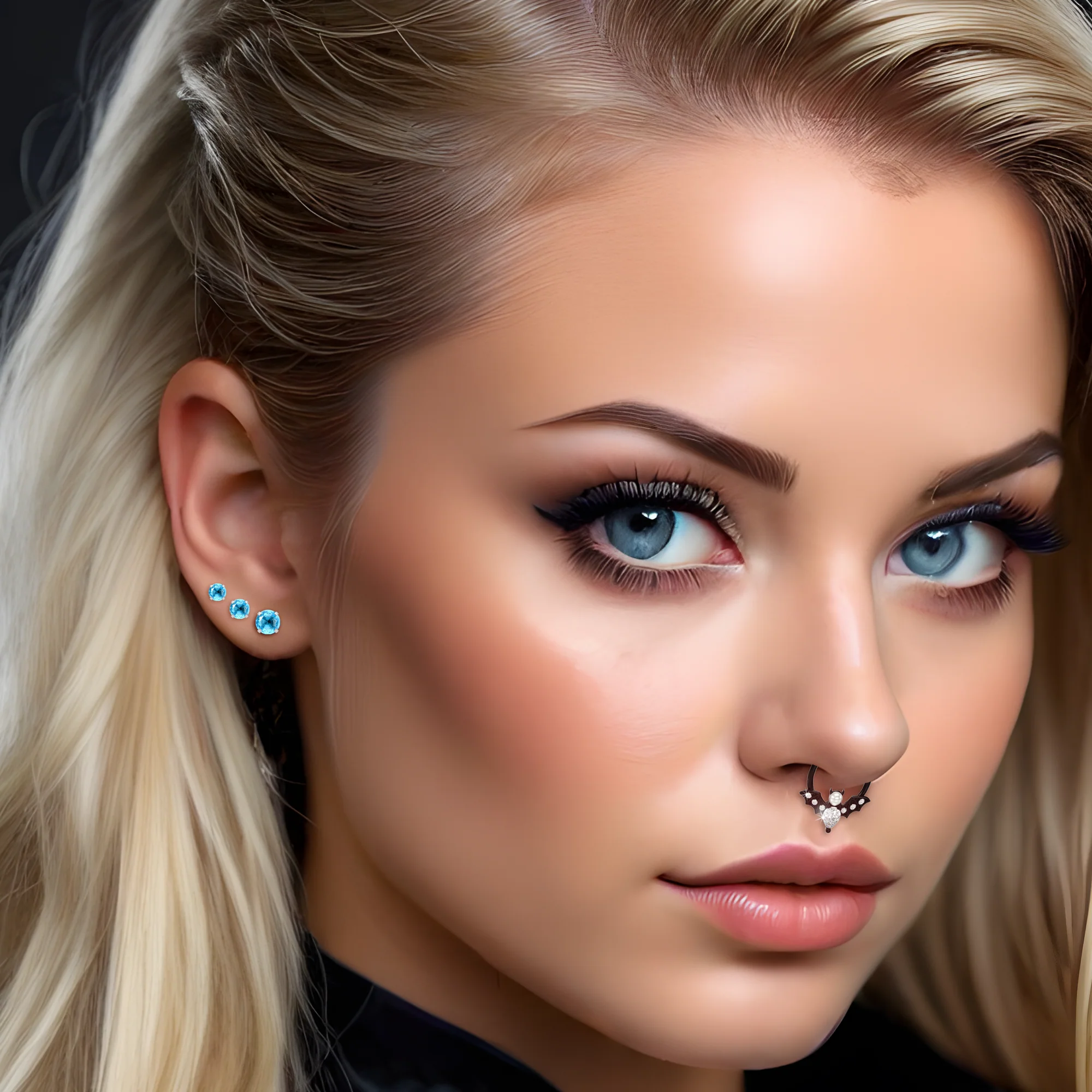 Blue CZ Flat Back Stud Earrings - 3 Pairs - Image 2