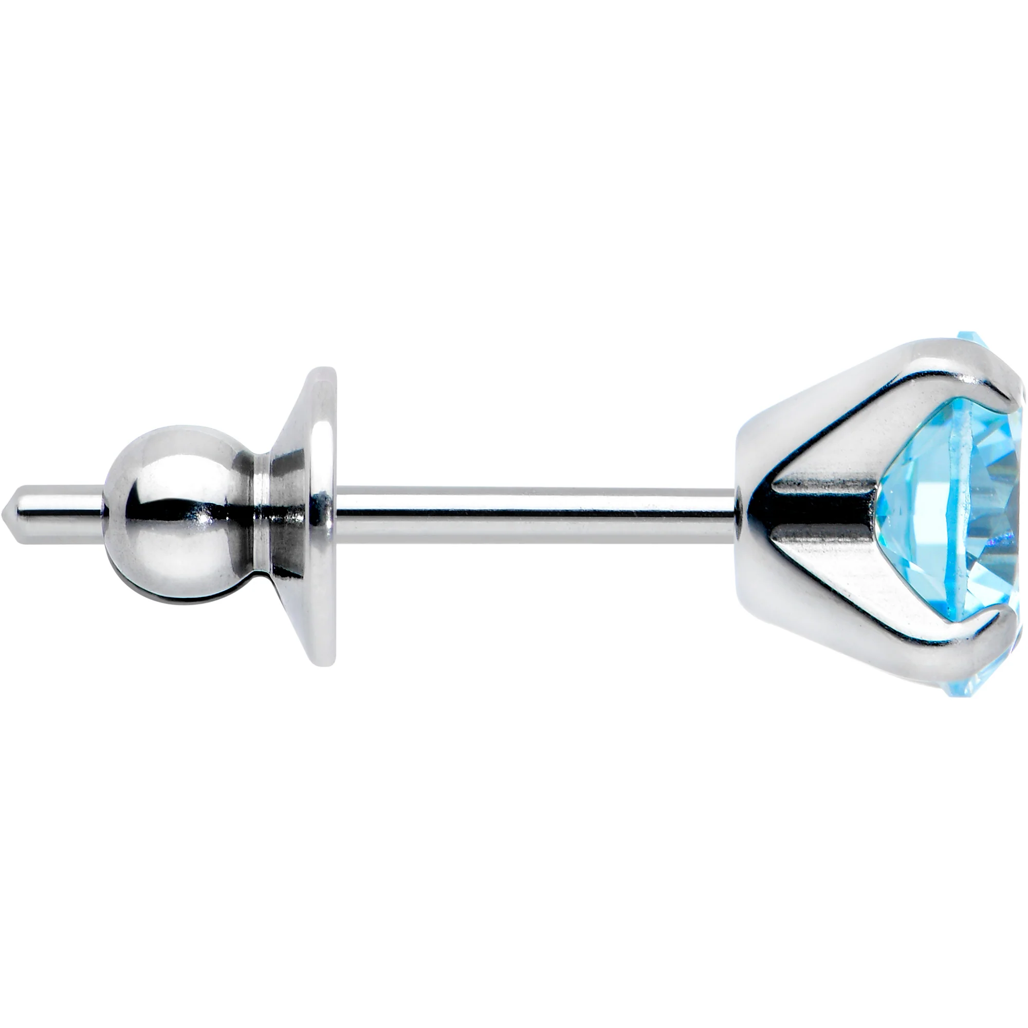 Blue CZ Gem 5mm G23 Titanium Post Stud Earrings - Image 2