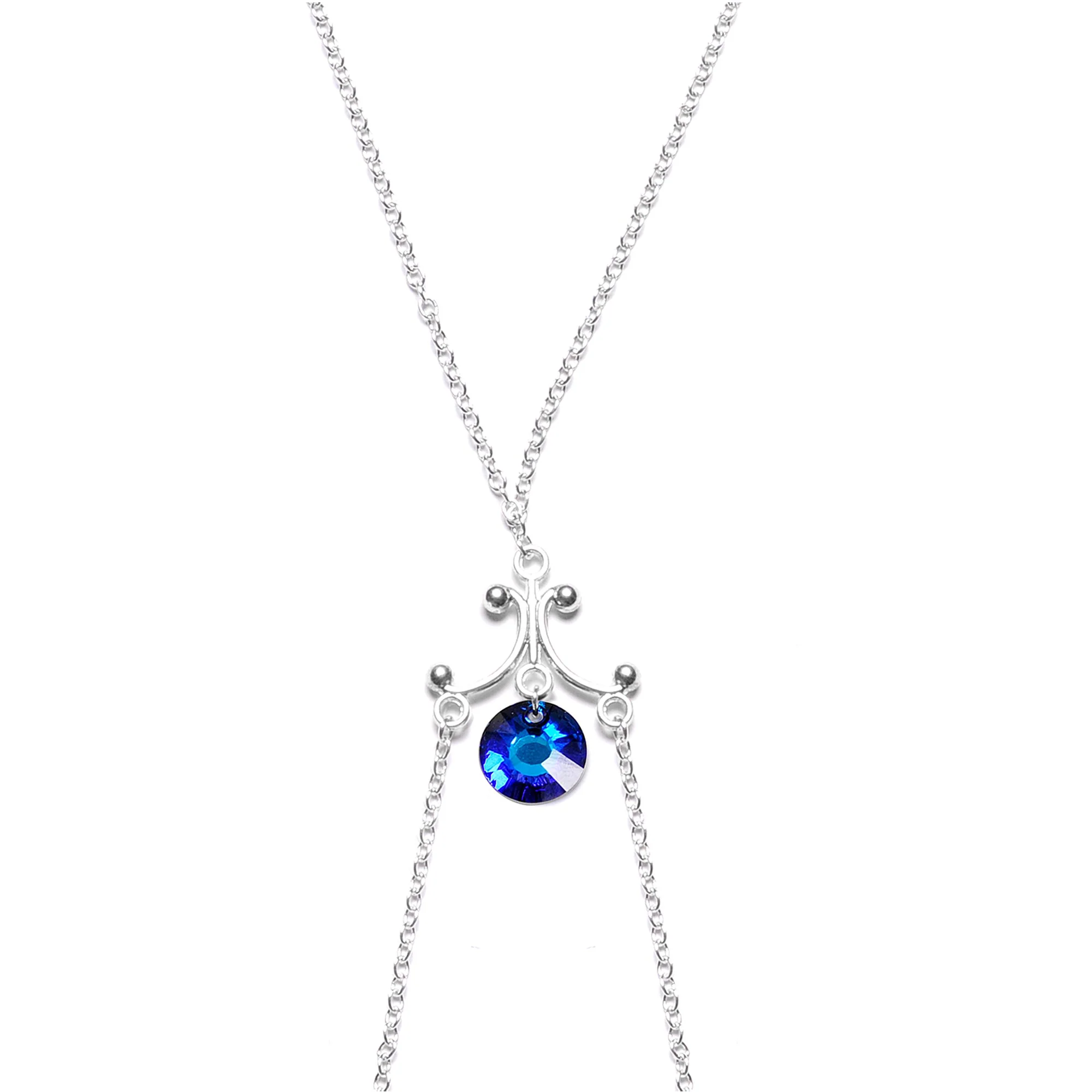 Blue Dangle Necklace Nipple Chain Created with Crystals - Image 3