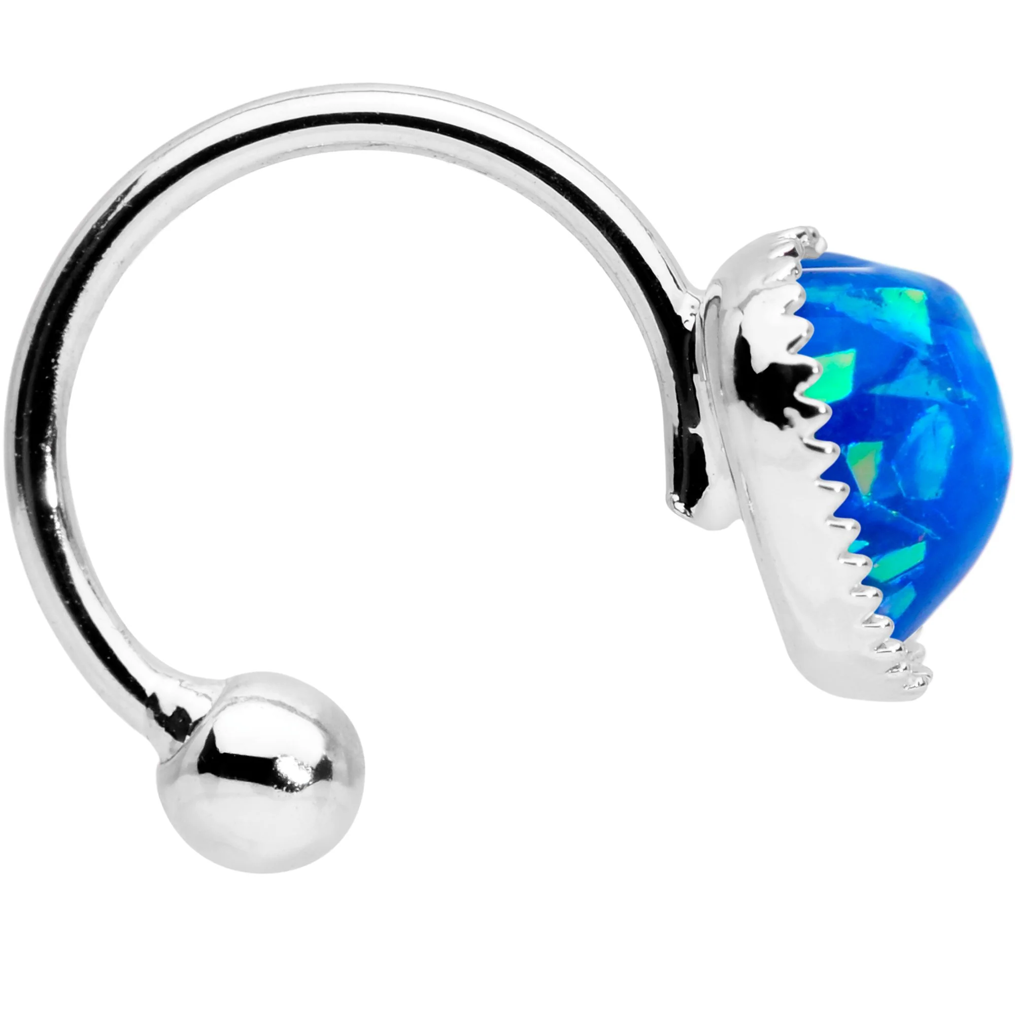 Blue Faux Opal Sacred Heart Non Pierced Ear Cuff - Image 3