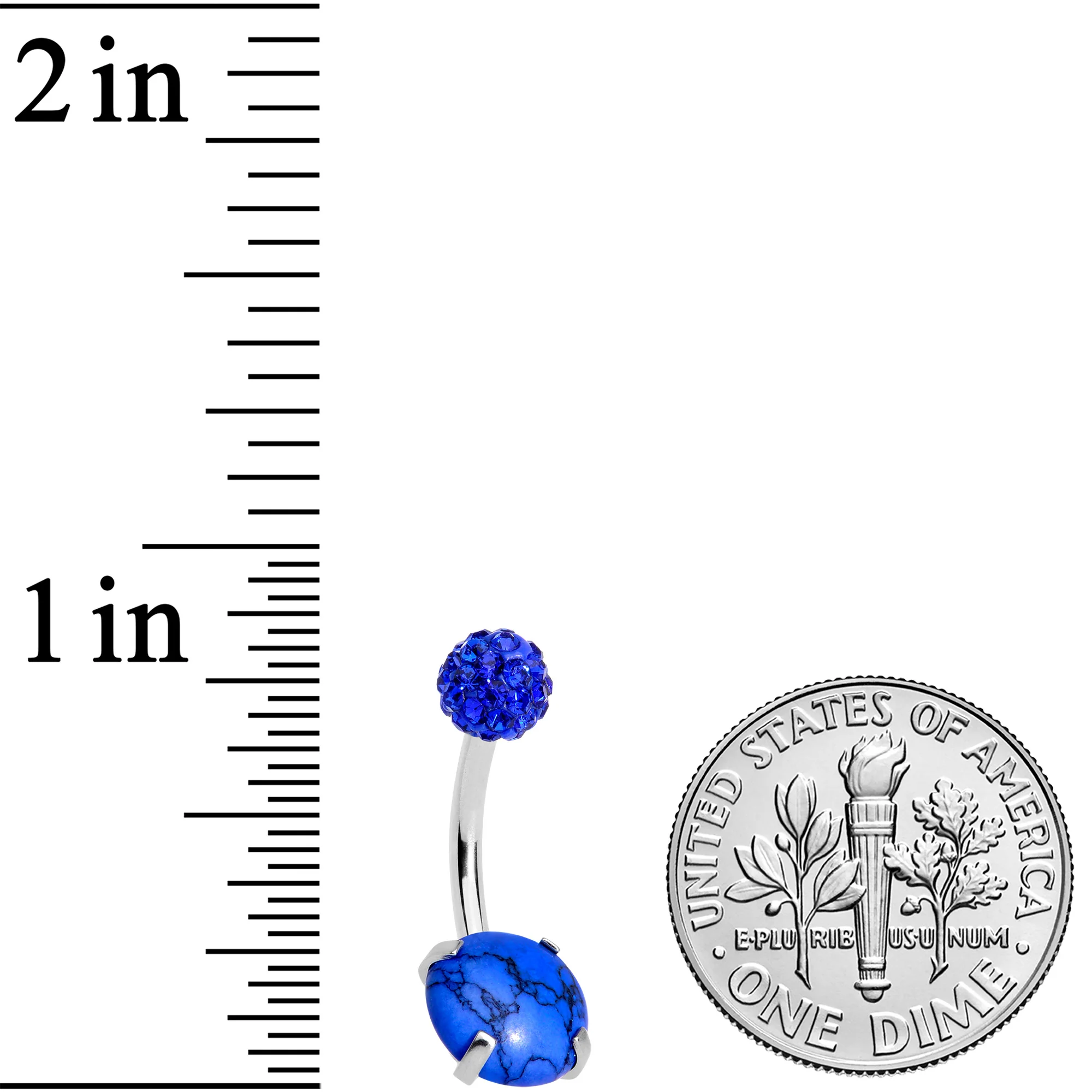 Blue Faux Turquoise Disco Ball Belly Ring - Image 2