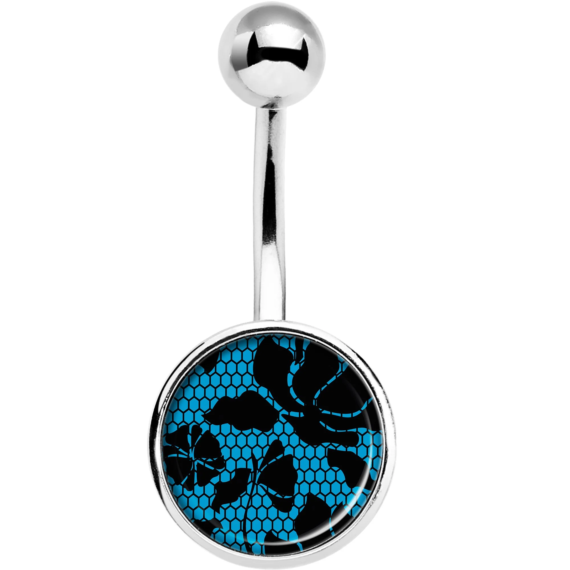 Blue Floral Lace Belly Ring - Image 2