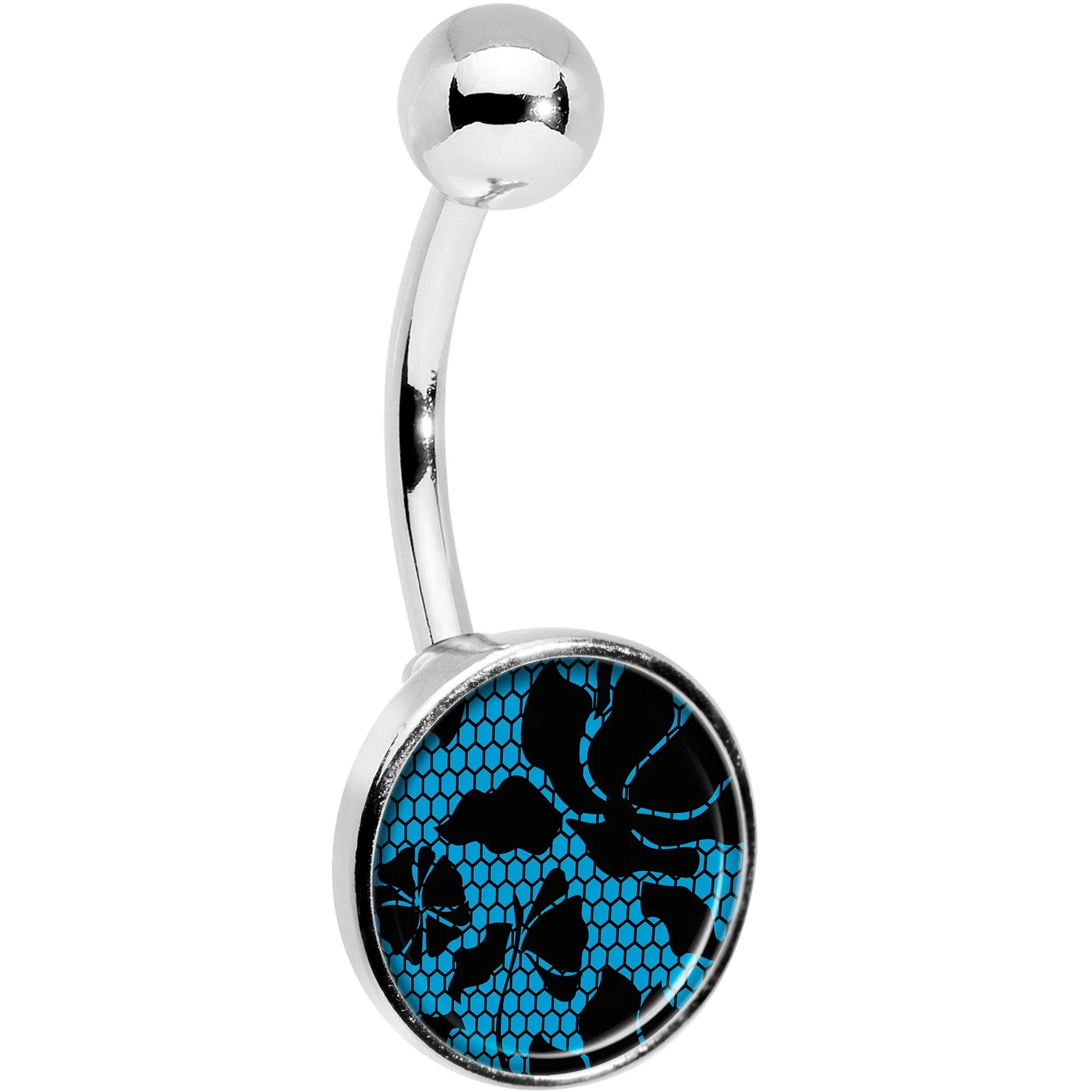 Blue Floral Lace Belly Ring - Image 3