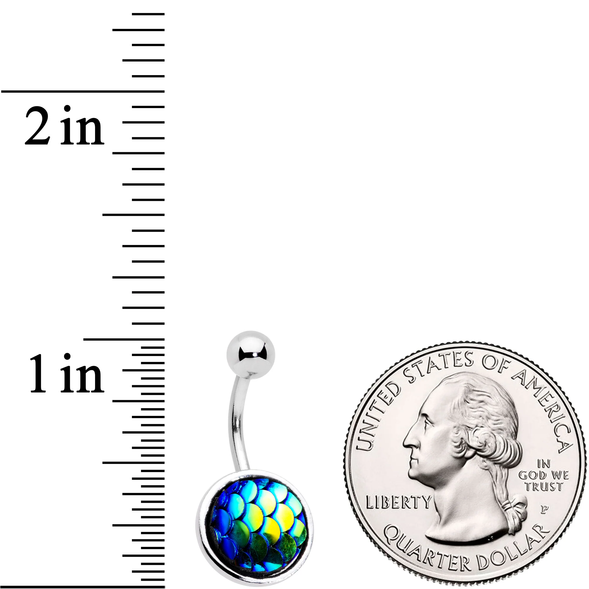 Blue Gem Blue Green Mermaid Scale Belly Ring Set of 3 - Image 5