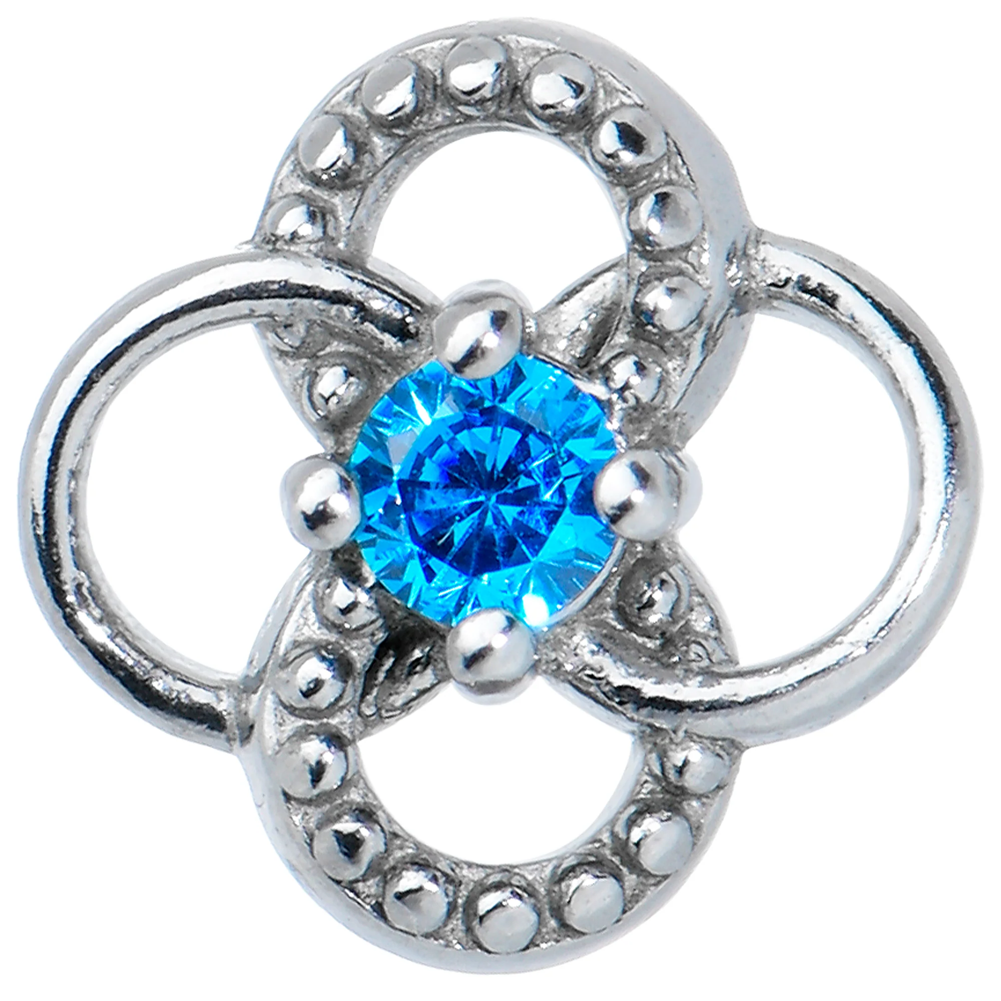Blue Gem Celtic Knot Barbell Tongue Ring - Image 2