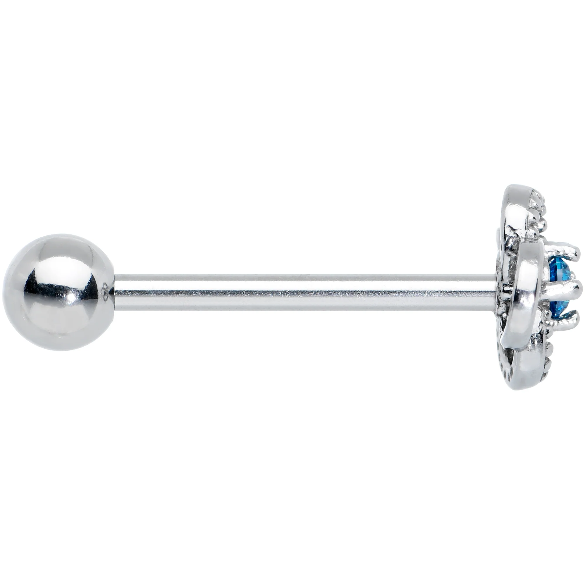 Blue Gem Celtic Knot Barbell Tongue Ring - Image 3