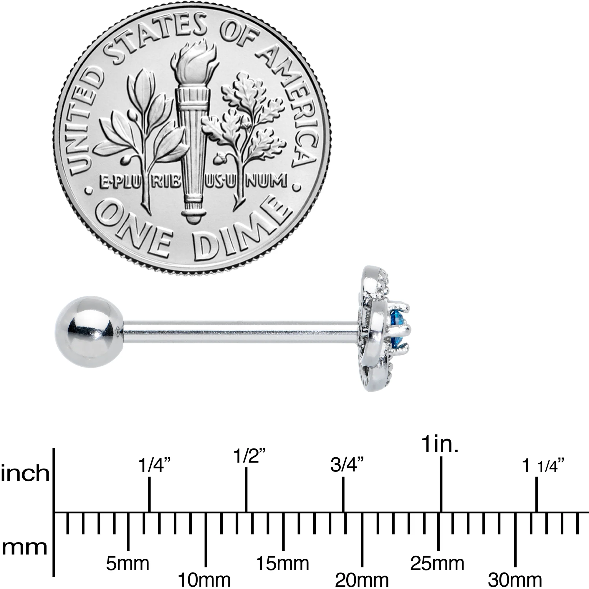 Blue Gem Celtic Knot Barbell Tongue Ring - Image 4