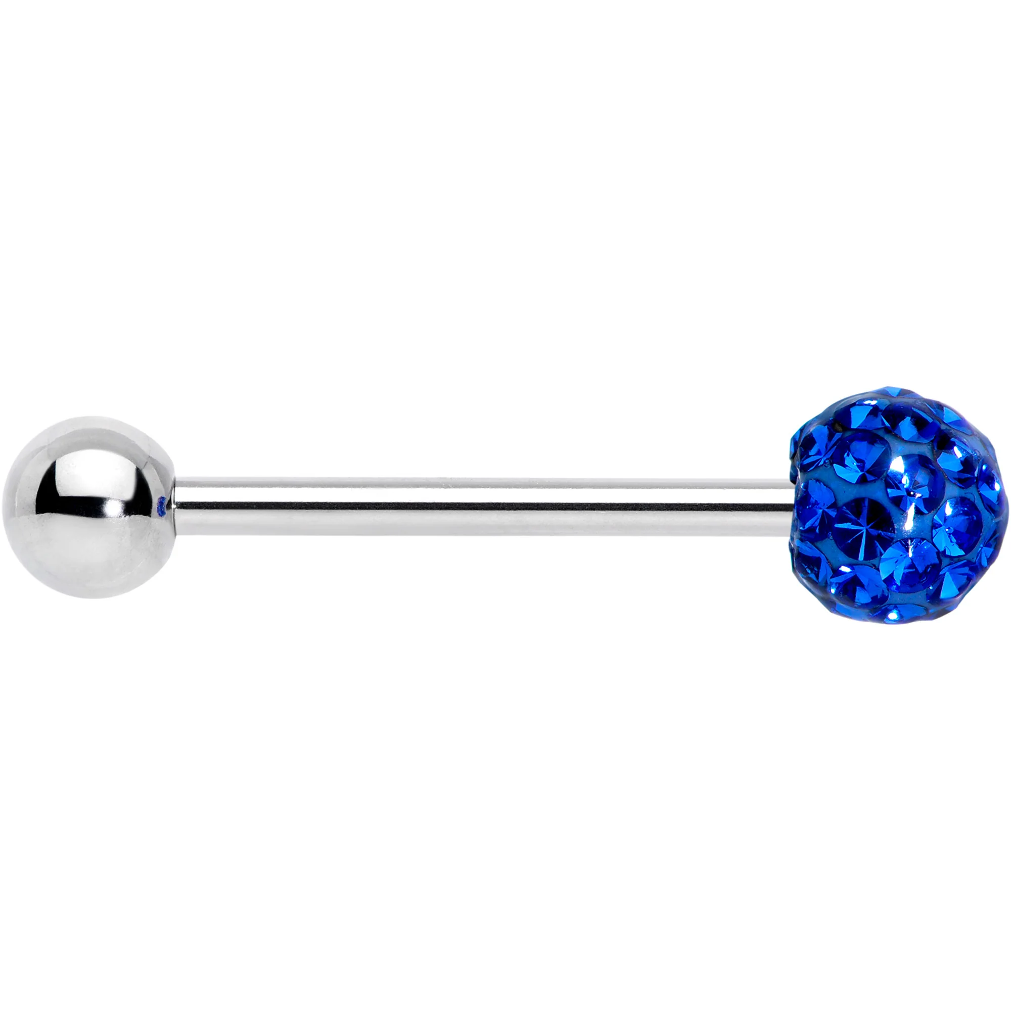 Blue Gem Disco Ball Barbell Tongue Ring - Image 3