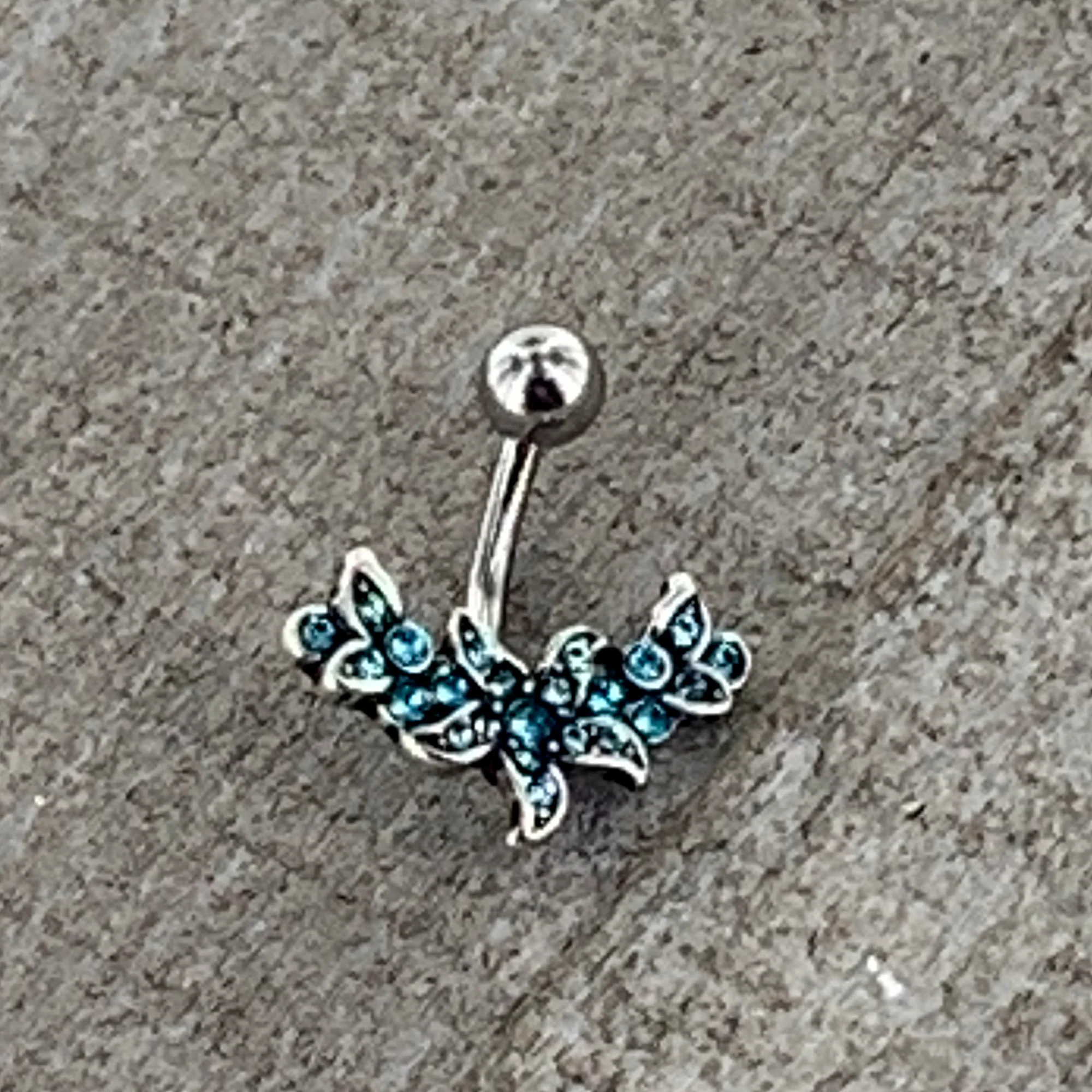 Blue Gem Flower Garland Belly Ring - Image 6