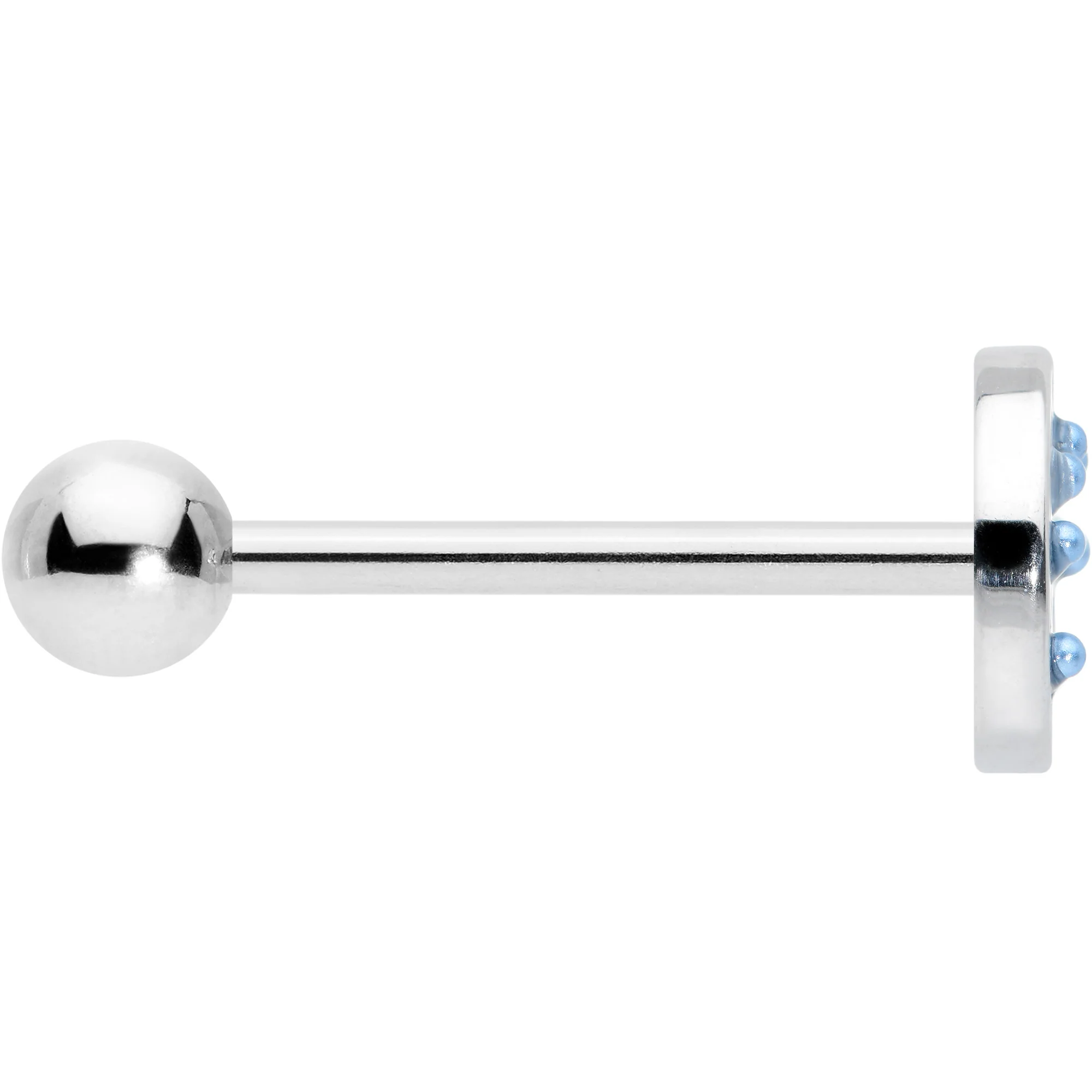 Blue Gem Geometric Blues Pattern Barbell Tongue Ring - Image 3