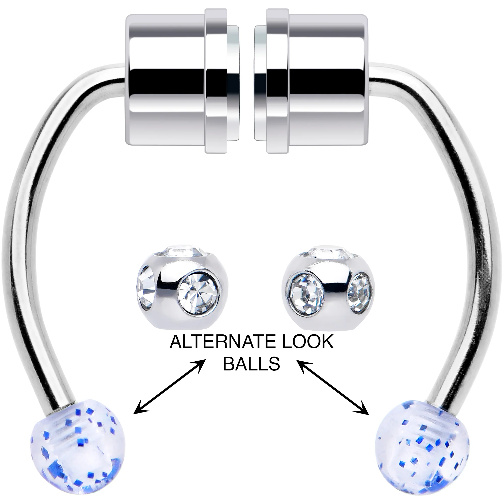 Blue Gem Magnetic Septum Ring Horseshoe Non-Pierced Fake Nose Ring - Image 2