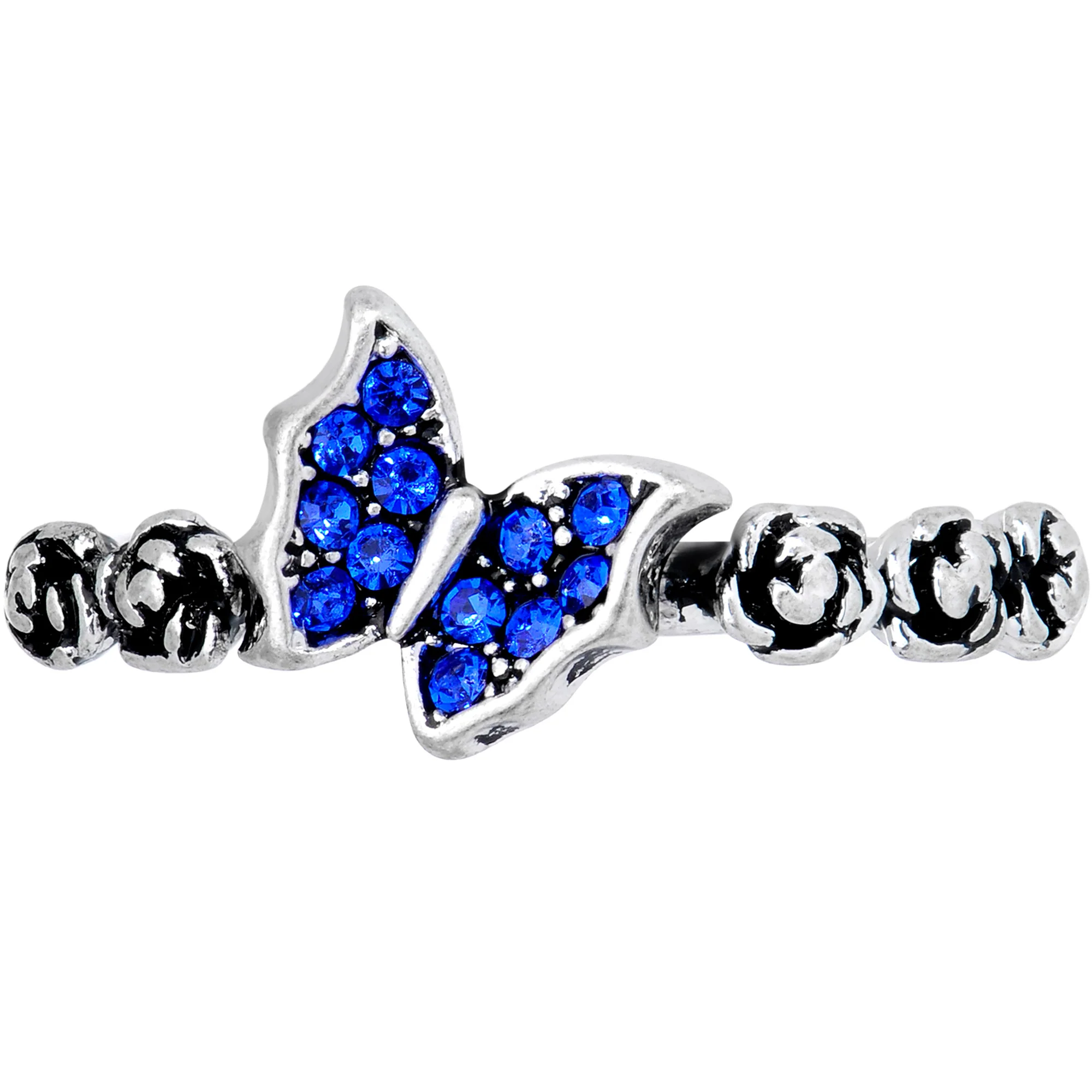 Blue Gem Ornate Butterfly Toe Ring - Image 3