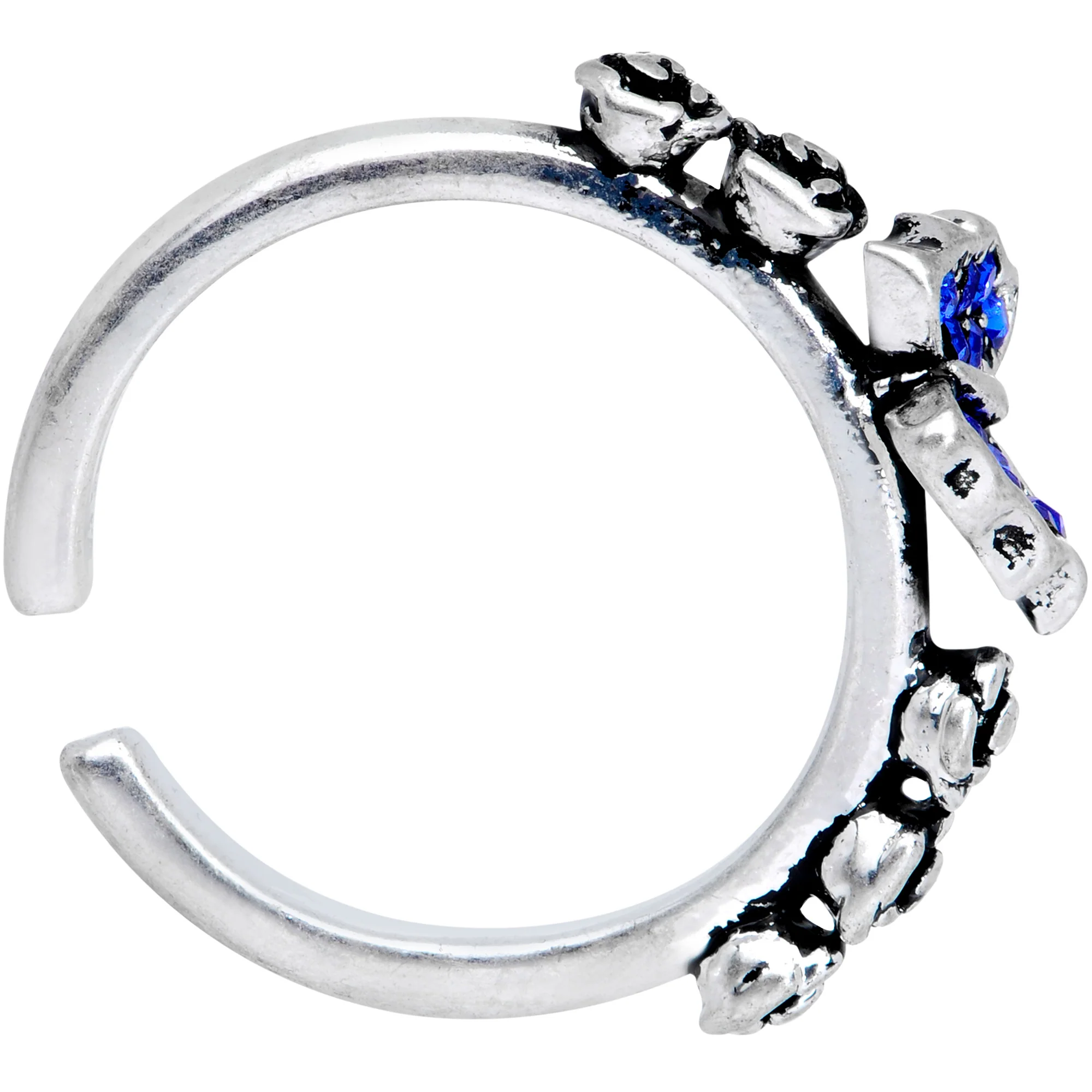 Blue Gem Ornate Butterfly Toe Ring - Image 4