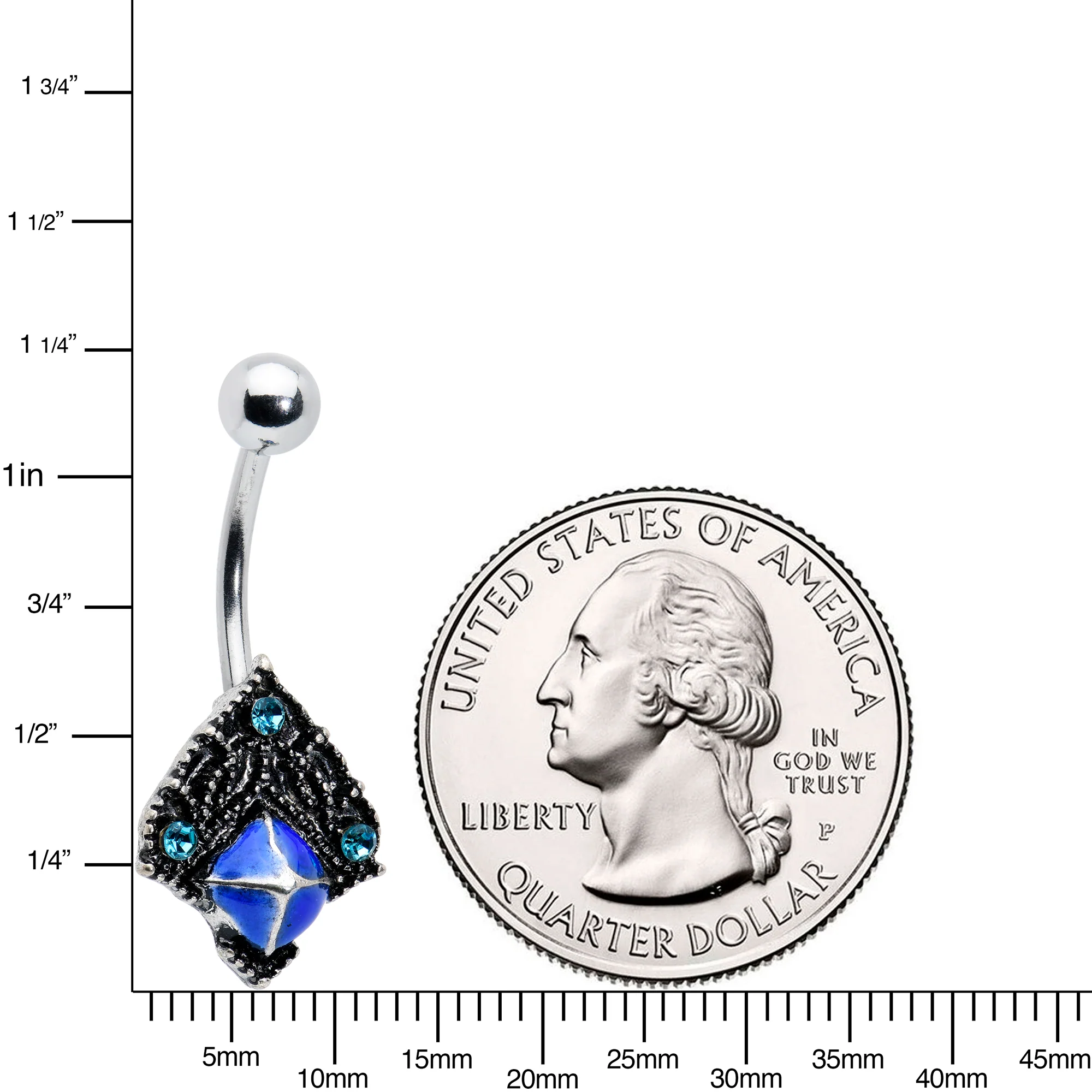 Blue Gem Rococo Blues Elegant Belly Ring - Image 2