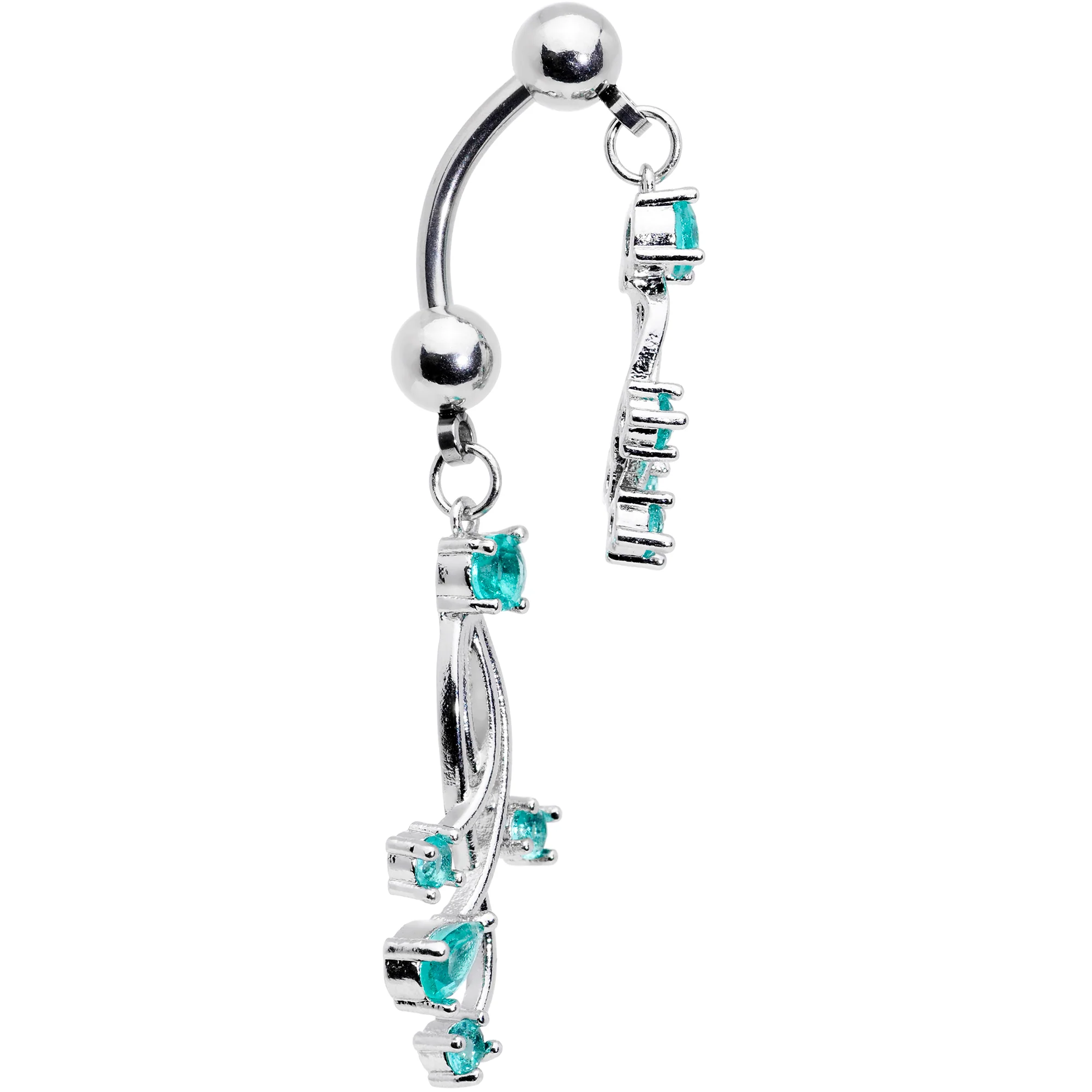 Blue Gem Spray Double Mount Belly Ring - Image 2