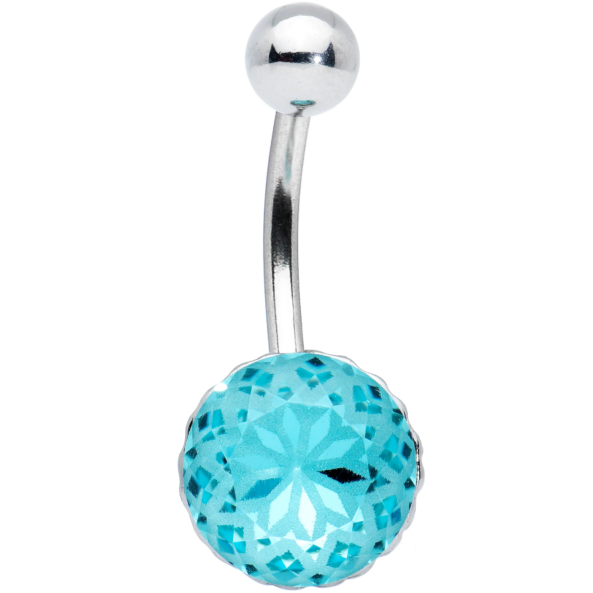 Blue Gem Stylish Elegance Mandala Flower Belly Ring - Image 2