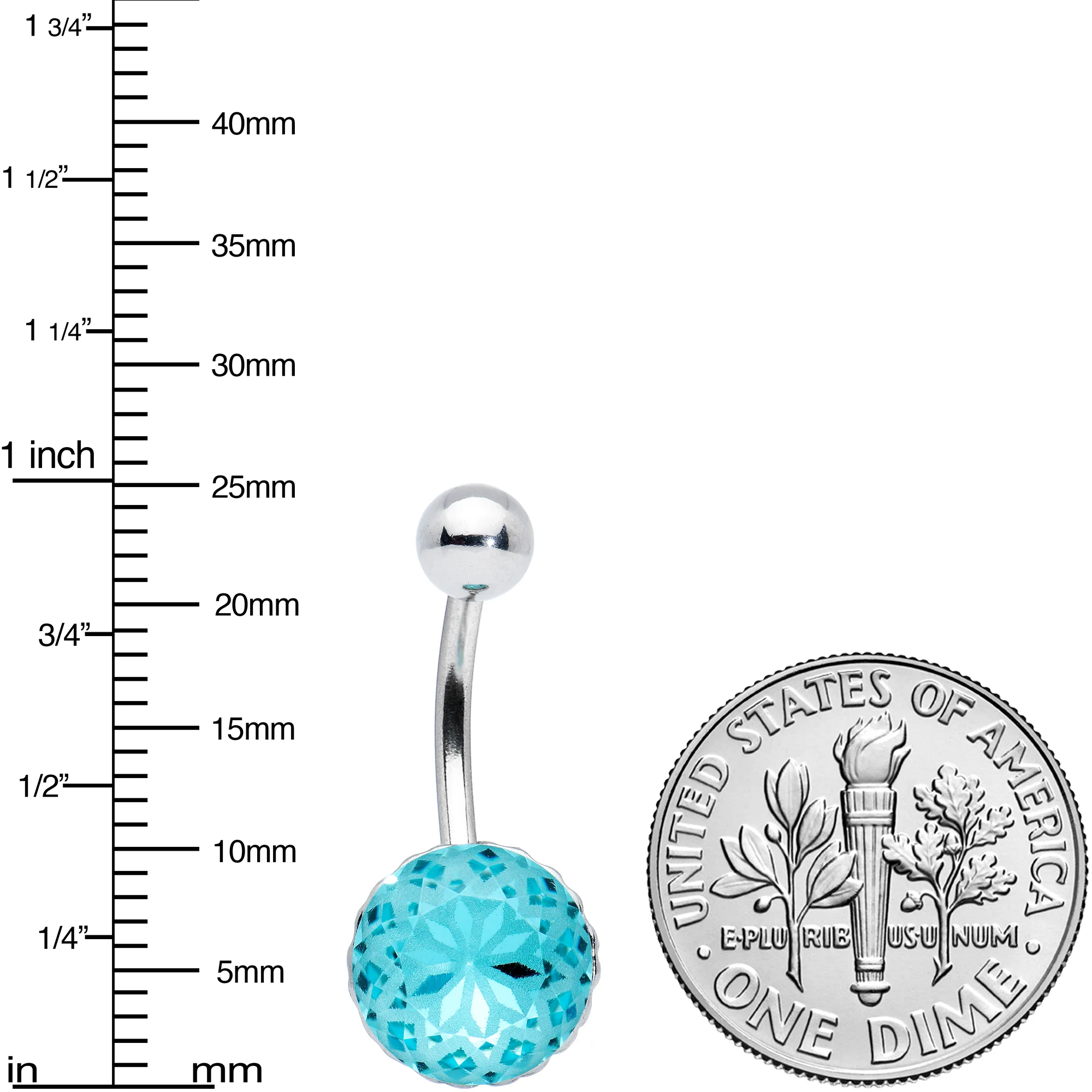 Blue Gem Stylish Elegance Mandala Flower Belly Ring - Image 3