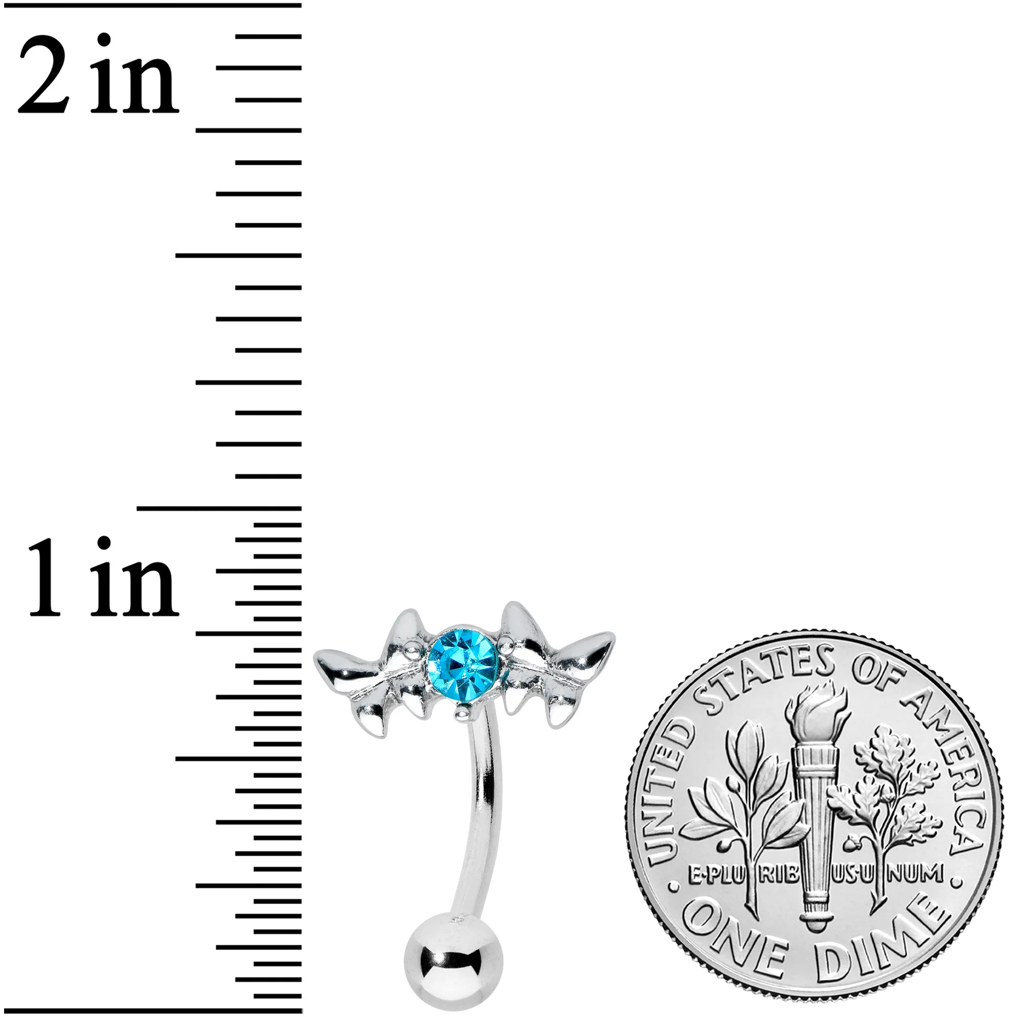 Blue Gem Sweet Butterflies Top Mount Belly Ring - Image 2