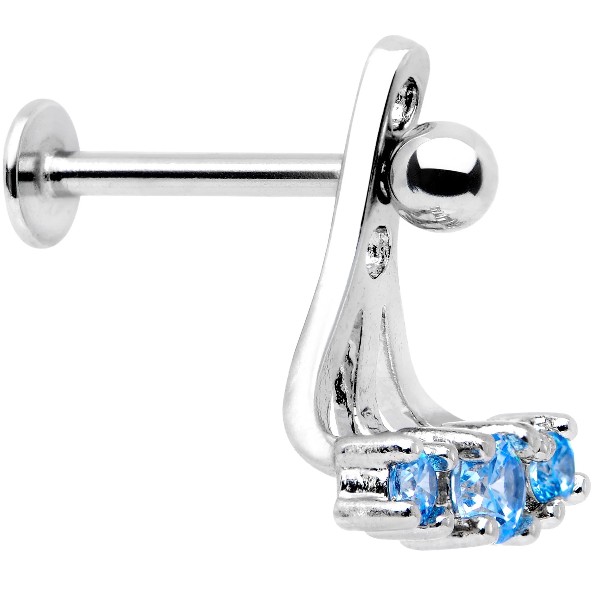 Blue Gem Triplet Fan Dangle Cartilage Tragus Helix Piercing - Image 2