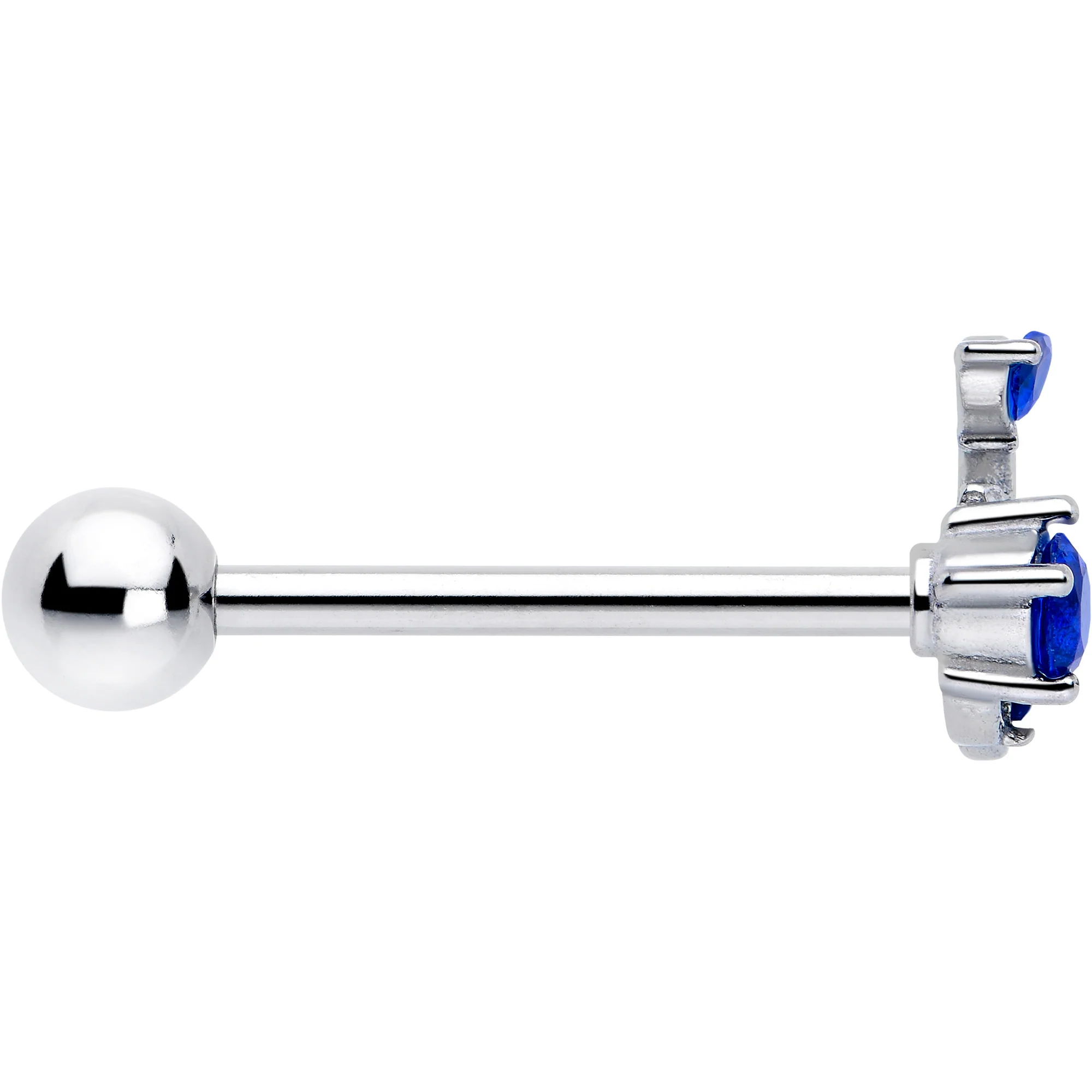 Blue Gem Twining Vine Barbell Tongue Ring - Image 4