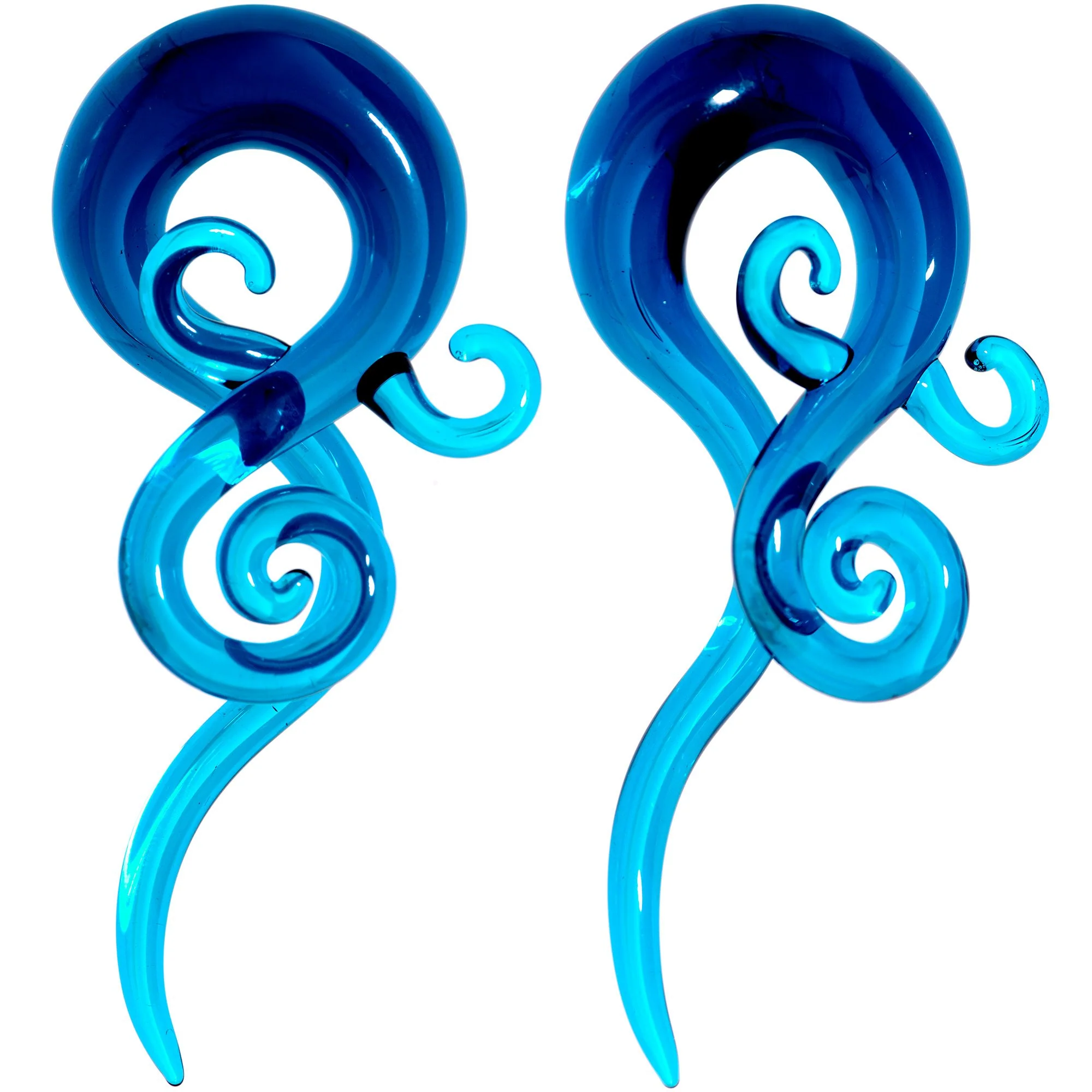 Blue Glass Translucent Swirl Twirl Spiral Taper Set 6mm to 12mm - Image 6