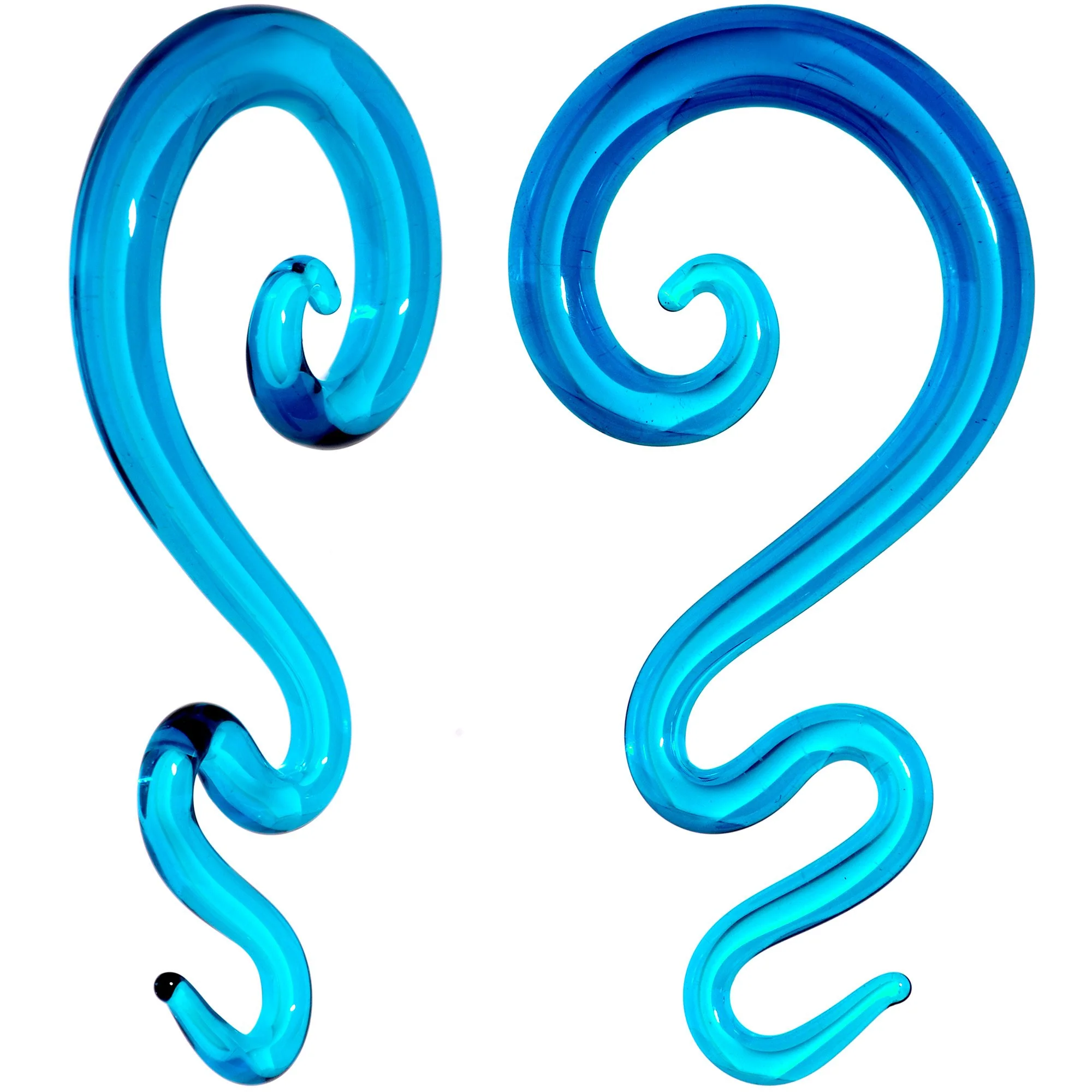 Blue Glass Translucent Zig Zag Spiral Taper Set 6mm to 12mm - Image 4