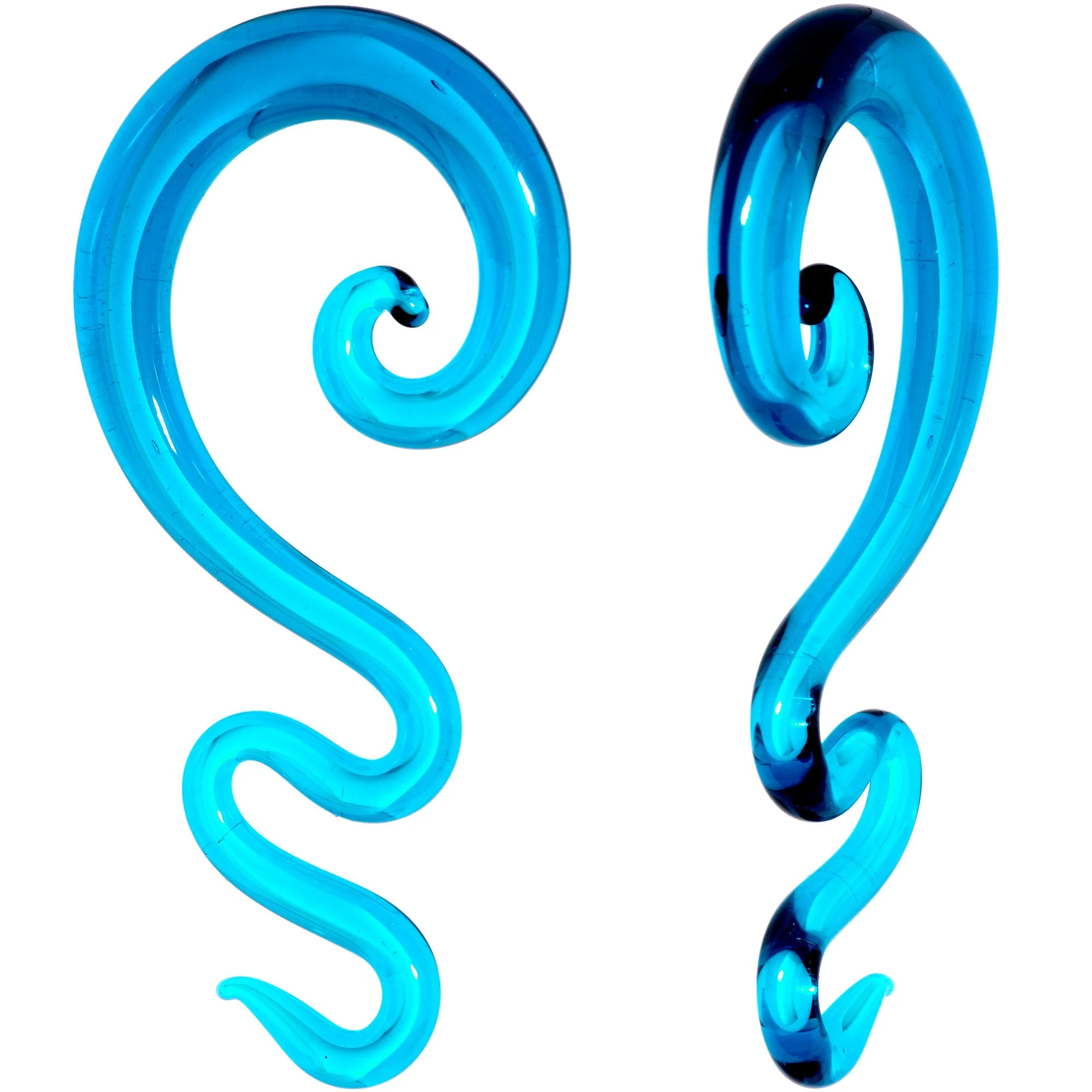 Blue Glass Translucent Zig Zag Spiral Taper Set 6mm to 12mm - Image 5