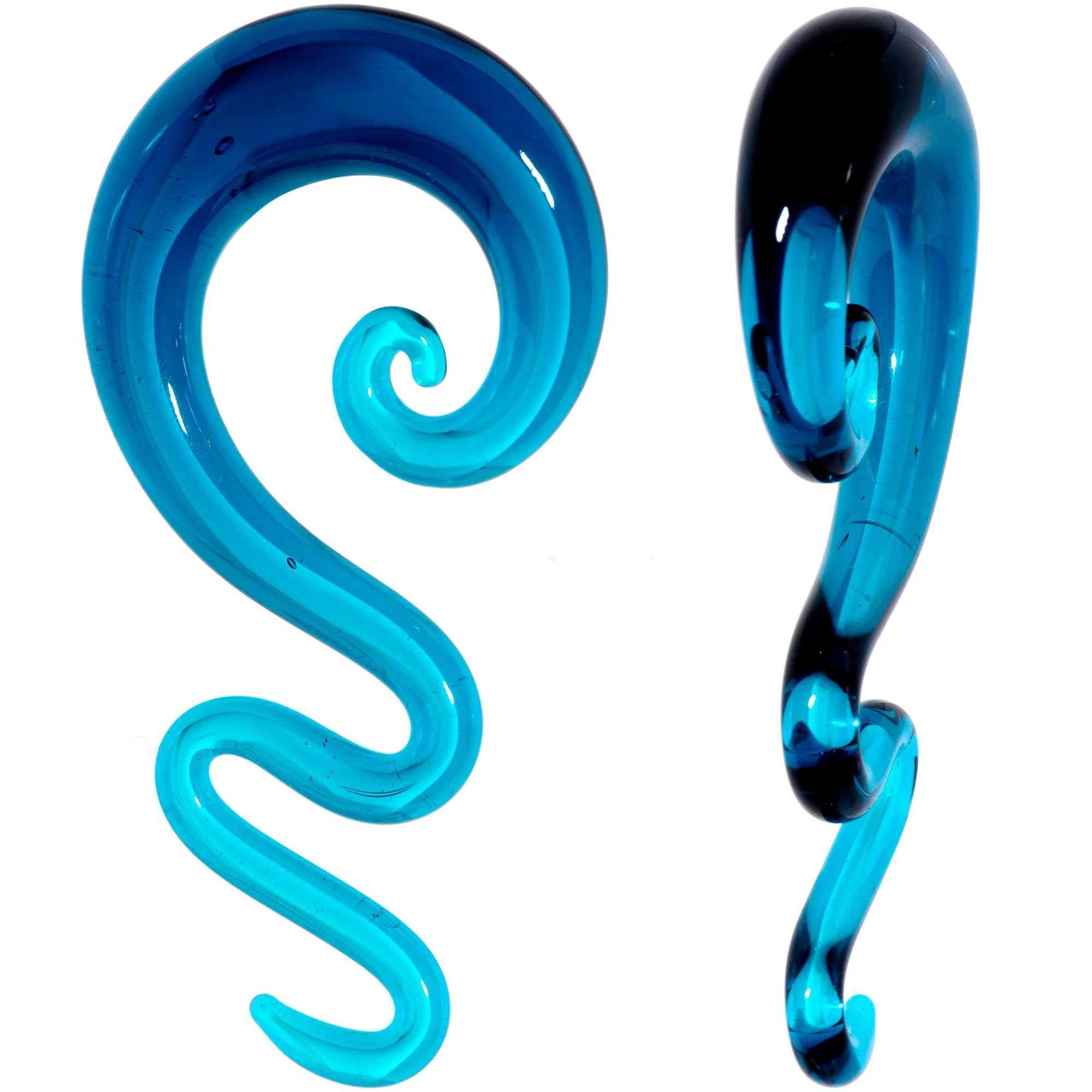 Blue Glass Translucent Zig Zag Spiral Taper Set 6mm to 12mm - Image 6