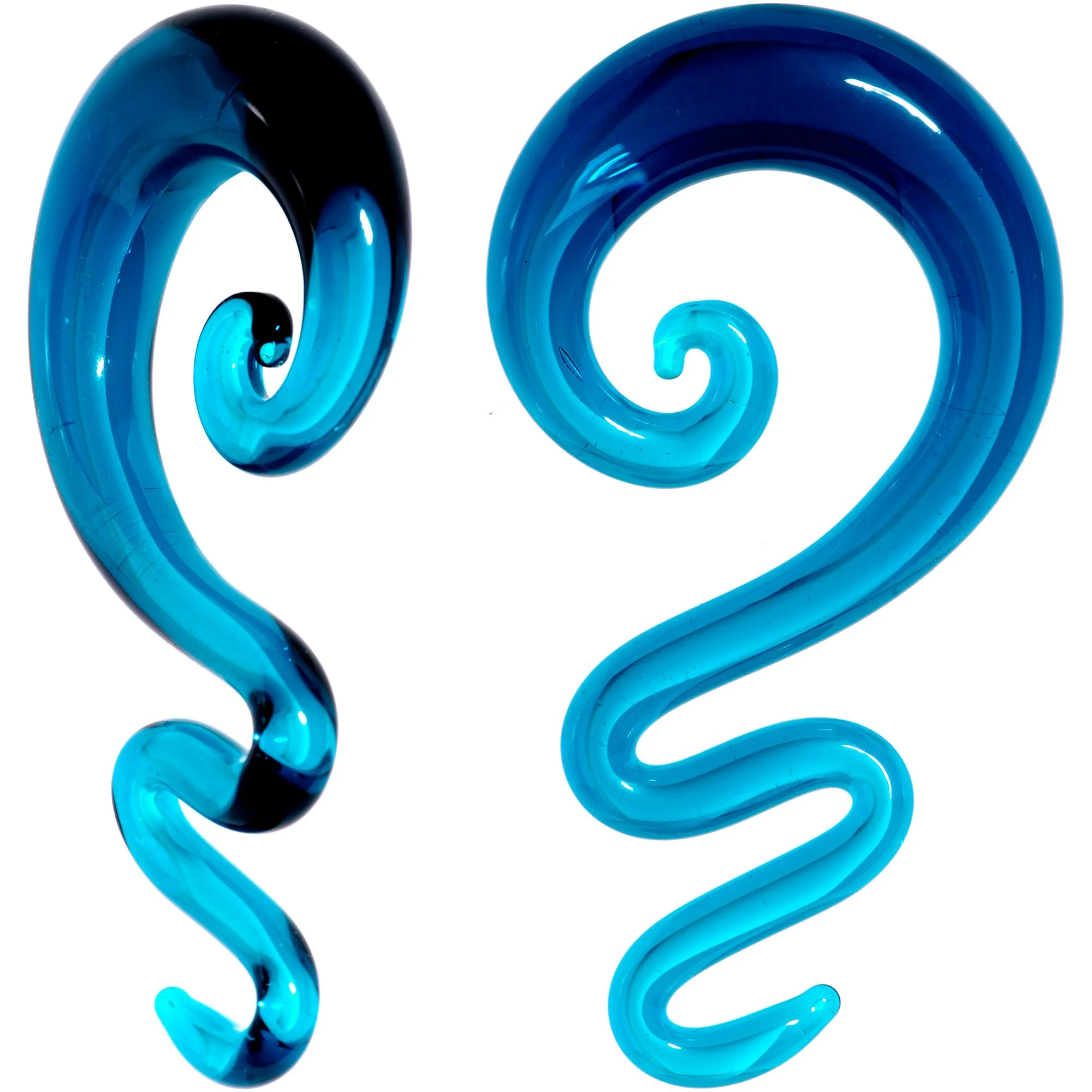 Blue Glass Translucent Zig Zag Spiral Taper Set 6mm to 12mm - Image 7