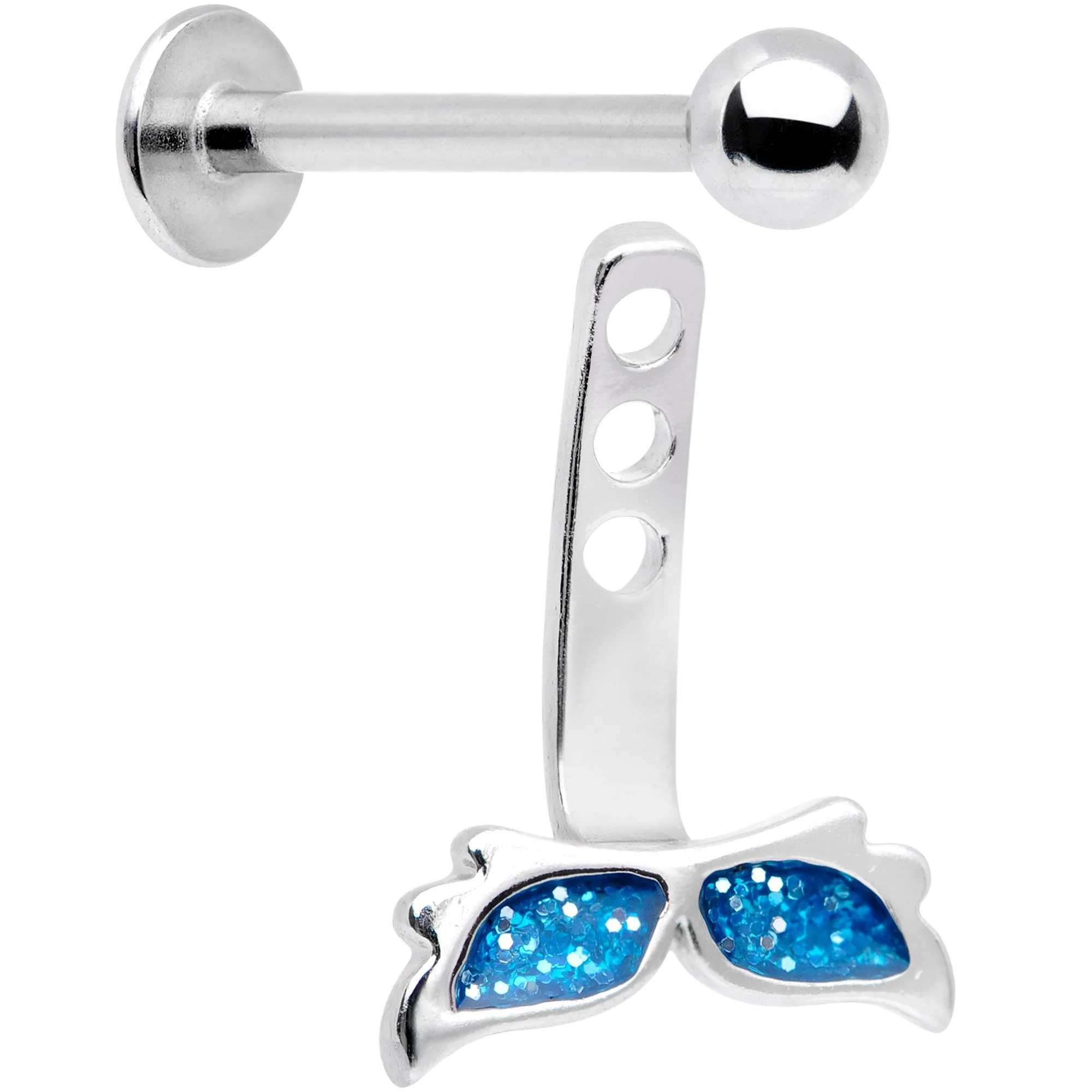 Blue Glitter Mermaid Tail Dangle Cartilage Tragus Helix Piercing - Image 3