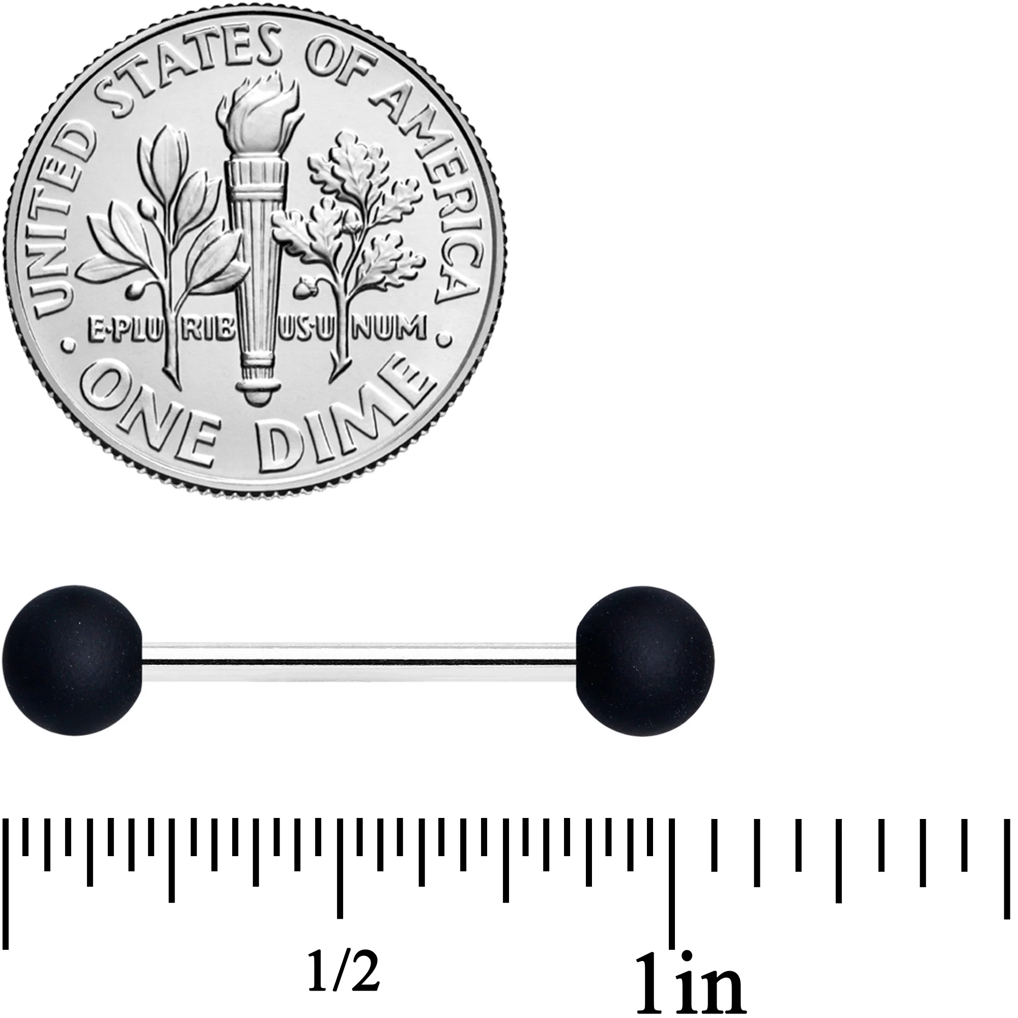 Blue Green Grey Black Matte Ball Barbell Tongue Ring Set of 4 - Image 3